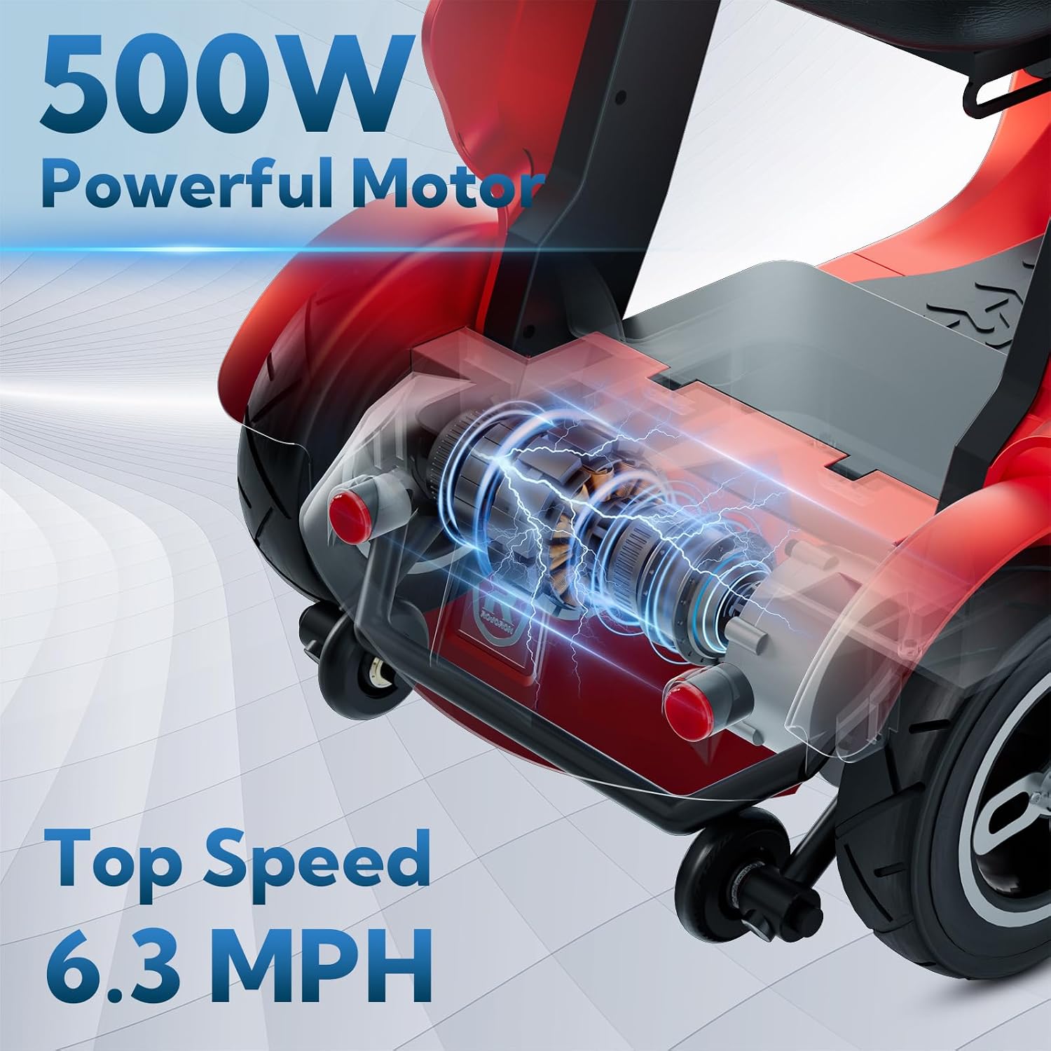 SPD2 Peak 1000W 4 Wheel Mobility Scooter,Electric Powered Wheelchair Device with 35Mile Long Range Power Extended Battery with Charger & Basket, for Travel/Elder/Adult/Handicap/Disability (Red)