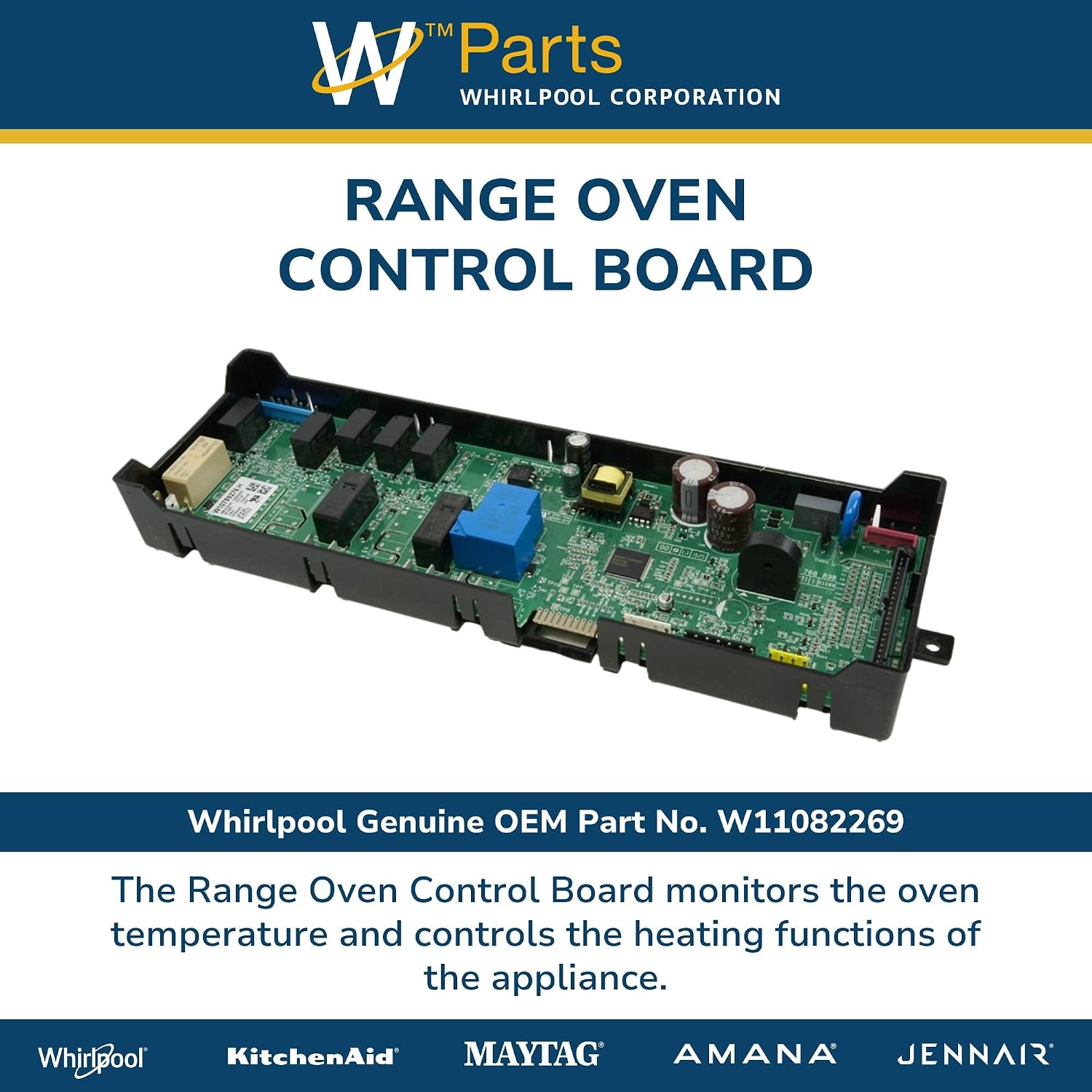Whirlpool W11082269 Genuine OEM Range Oven Control Board Replacement Part - Replaces W10759276