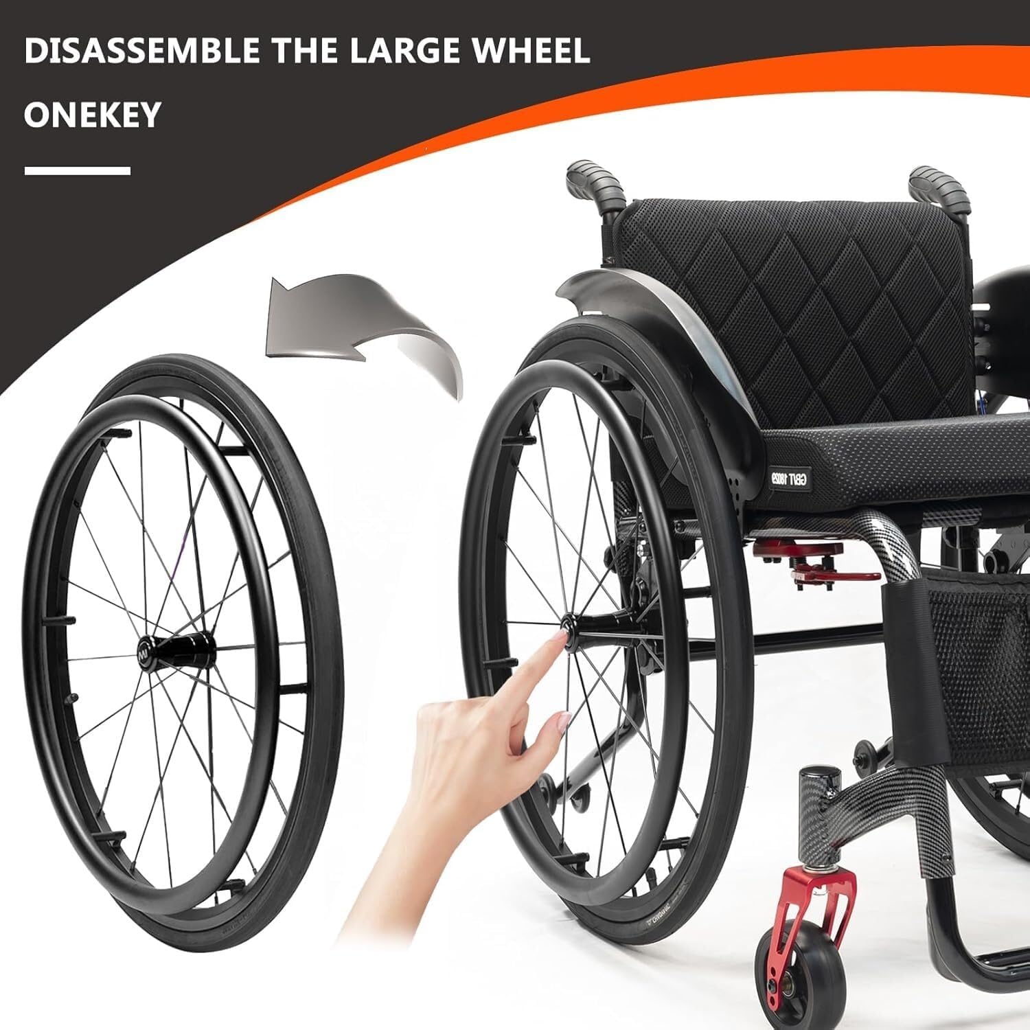 Aluminium Sports Wheelchair,Ultralight Transit Travel Wheelchair,Lightweight Transport Wheelchair,Portable Fast Self-Propelled Wheelchair,Quick Releasefor Rear Wheel,Manual Brake,Storage Bag(43cm/17in