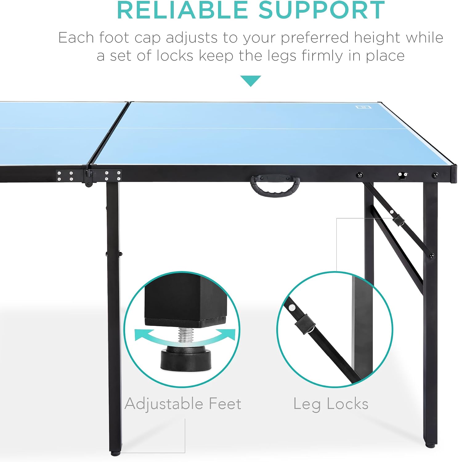 Best Choice Products Portable Ping Pong Table, Mid-Size Folding Indoor Outdoor Table Tennis w/ 2 Paddles, 4 Balls Included, Carrying Bag