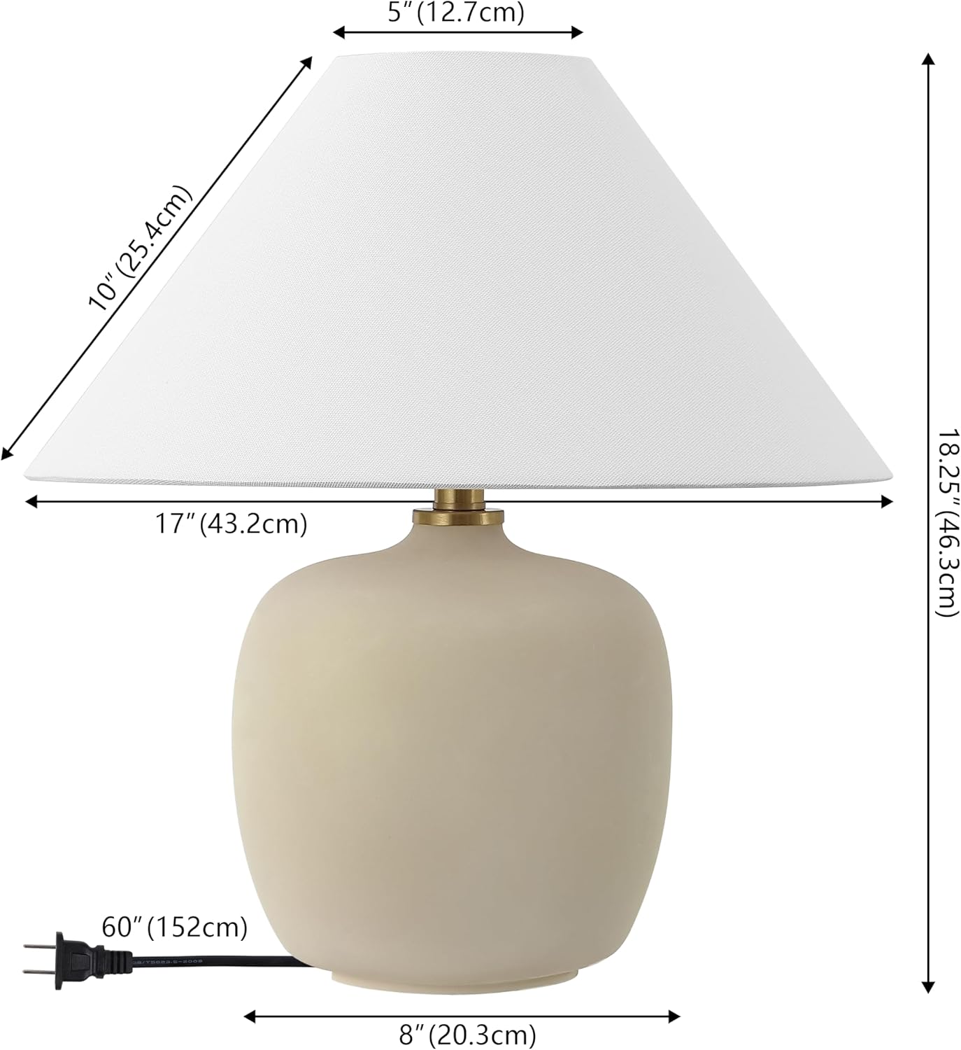 JONATHAN Y 18.25' Matte Cream Minimalist Table Lamps Set of 2 for Bedroom, White Linen Shade, Modern Scandinavian Bedside Lamps for Living Room Nightstand, LED Bulbs Included (JYL5600B-SET2)