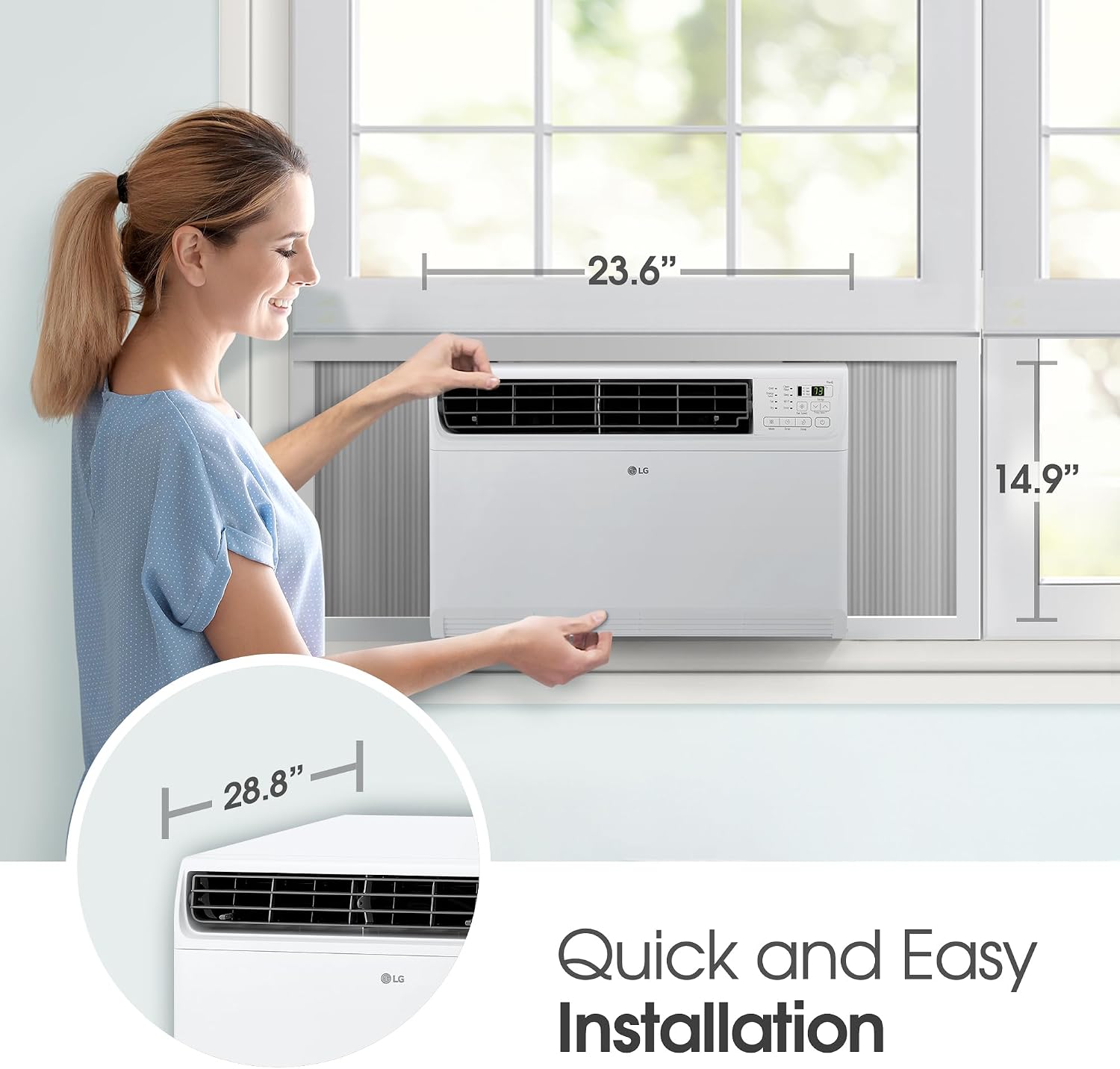 LG 14000 BTU Window Air Conditioner Energy Saving Dual Inverter Remote Control WiFi Enabled Works w/LG ThinQ, Alexa Washable Filer Ultra-Quiet Cools 700 Sq.Ft. for Large Room AC Unit White LW1522FVSM