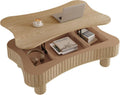 42' Cloud Fluted Lift Top Coffee Table with Hidden & Open Storage, Modern Center Table with Hydraulic Raising Mechanism, Irregular Shape Tea Table with Curved Safety Corners, Natural