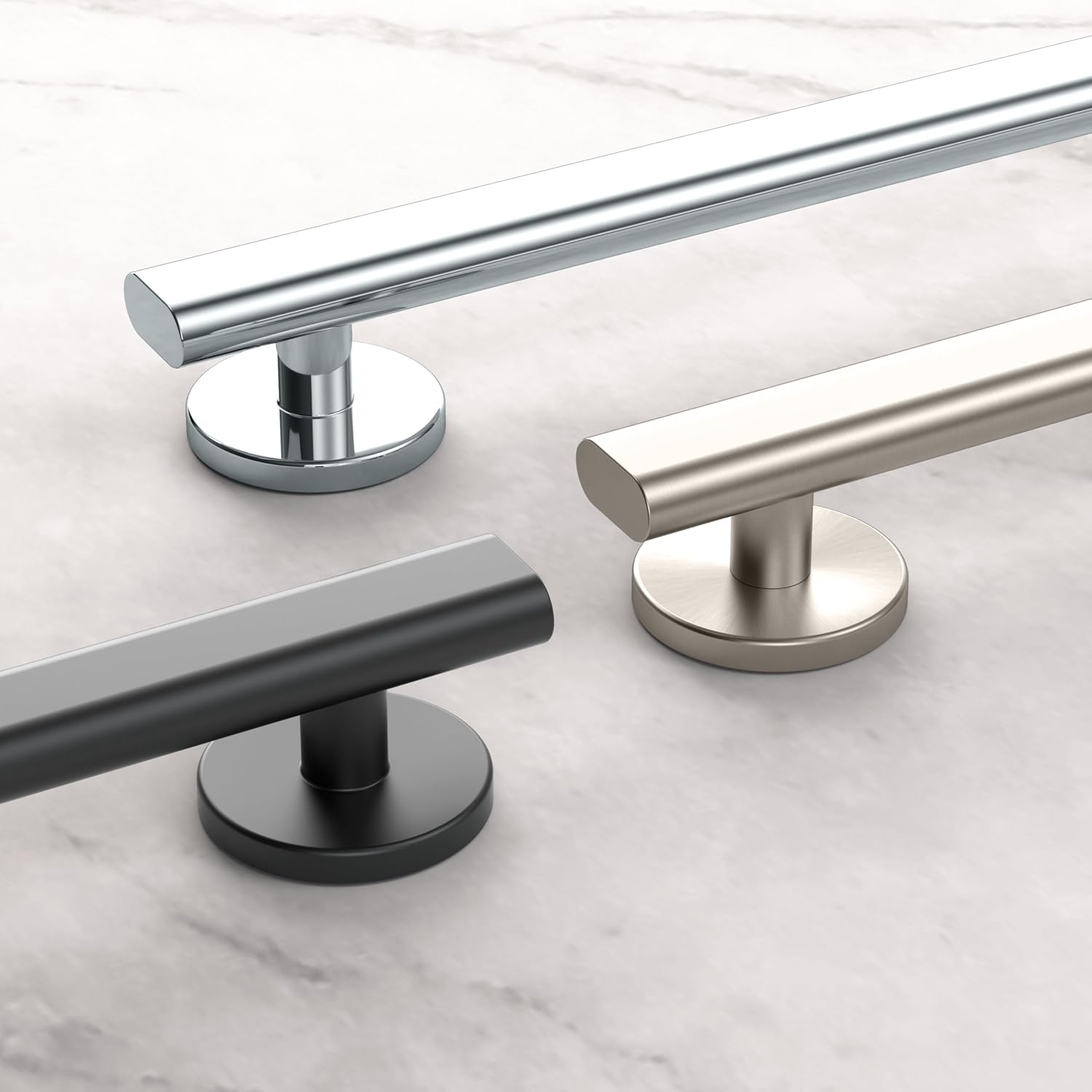 Gatco 671SN Nouveau ADA Compliant 18-Inch Grab Bar, Satin Nickel Wall Mounted Stainless Steel Bathroom Safety Grab Bar, Heavy Duty Shower & Bathtub Support Handle for Elderly & Handicap Assistance