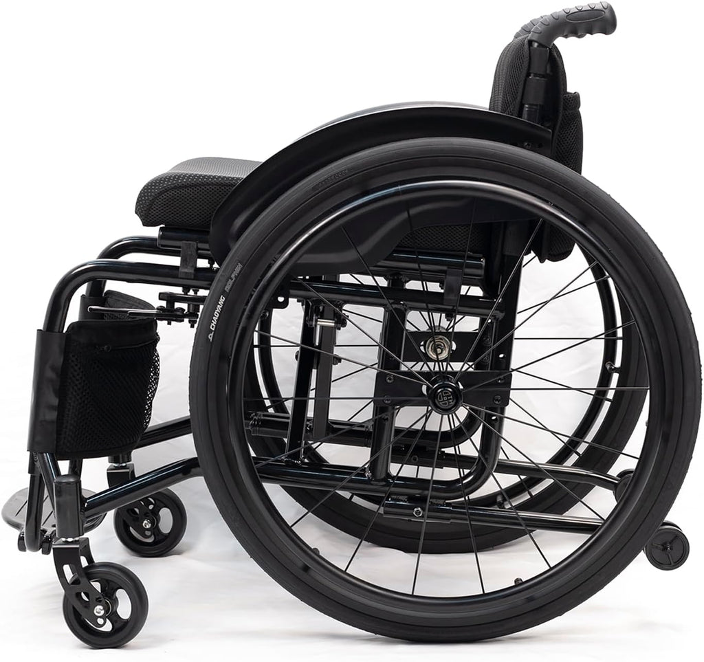 Lightweight All Terrain Sports Wheelchair,Aluminium Wheelchair,Portable Transport Wheelchair,Mute Wheelchair,Handbrakes Quick Release Rear Wheels & Anti-Tip Wheels,for Teenagers,Adults,Seniors(Black,3