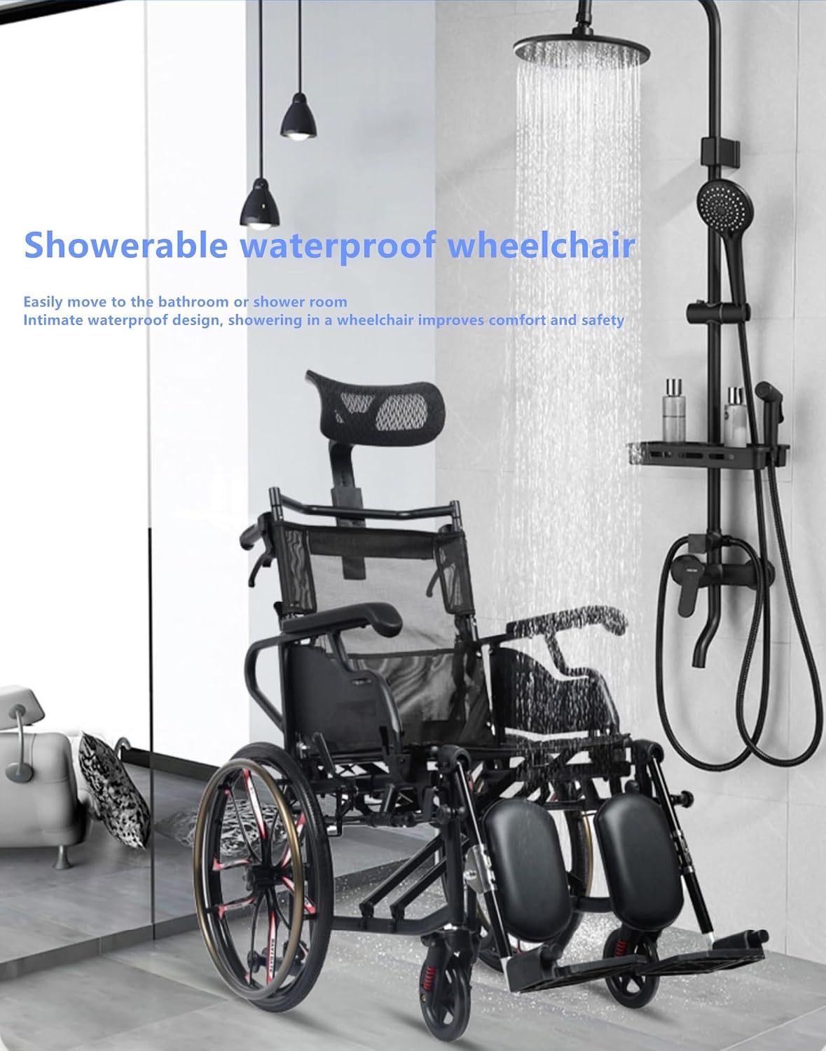 Lightweight Folding Wheelchair, Manual Wheelchair, Reclining Wheelchair, Shower Chair, Bathing Wheelchair, Mobility Scooter for The Elderly and Disabled