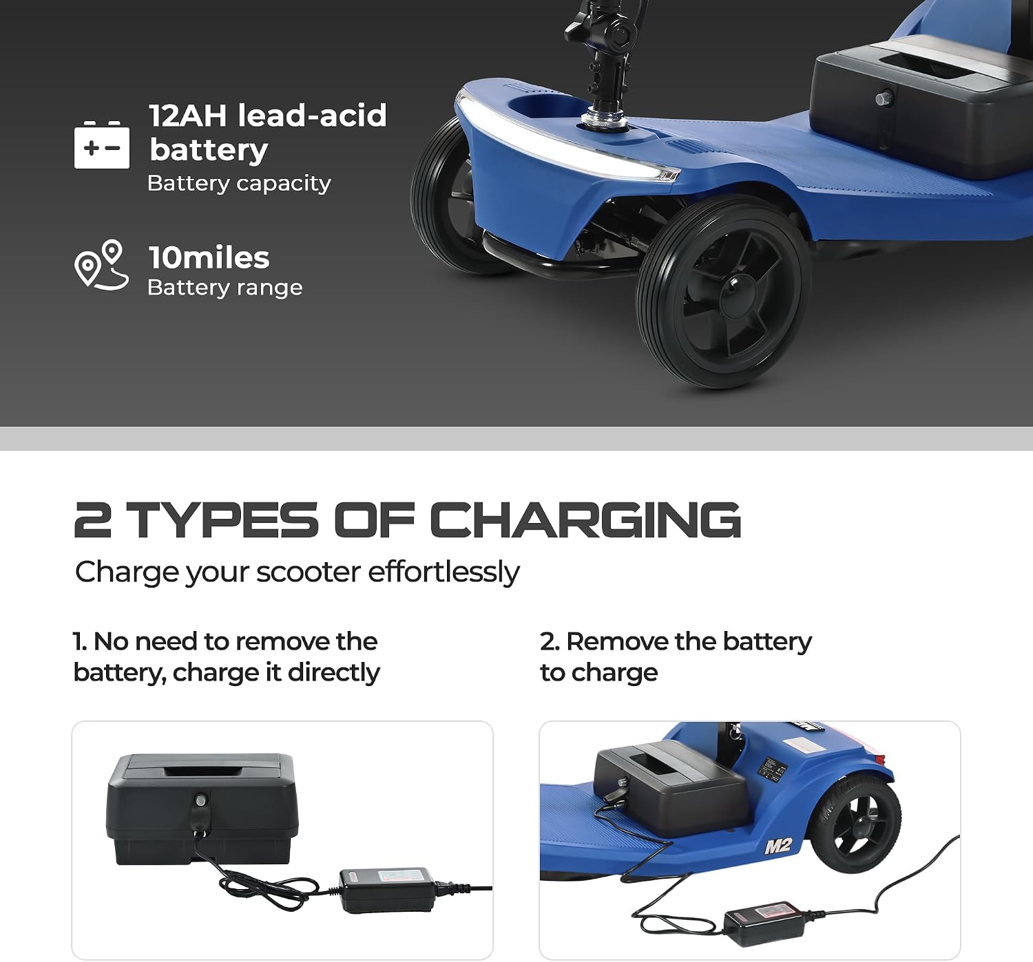 Mobility Scooters for Seniors & Adults 350 Lb Weight Foldable,All-Terrain 4-Wheel Powered Scooter,Lightweight Foldable Disability Electric Wheelchair,Front Rear Led Lights with Basket,Blue