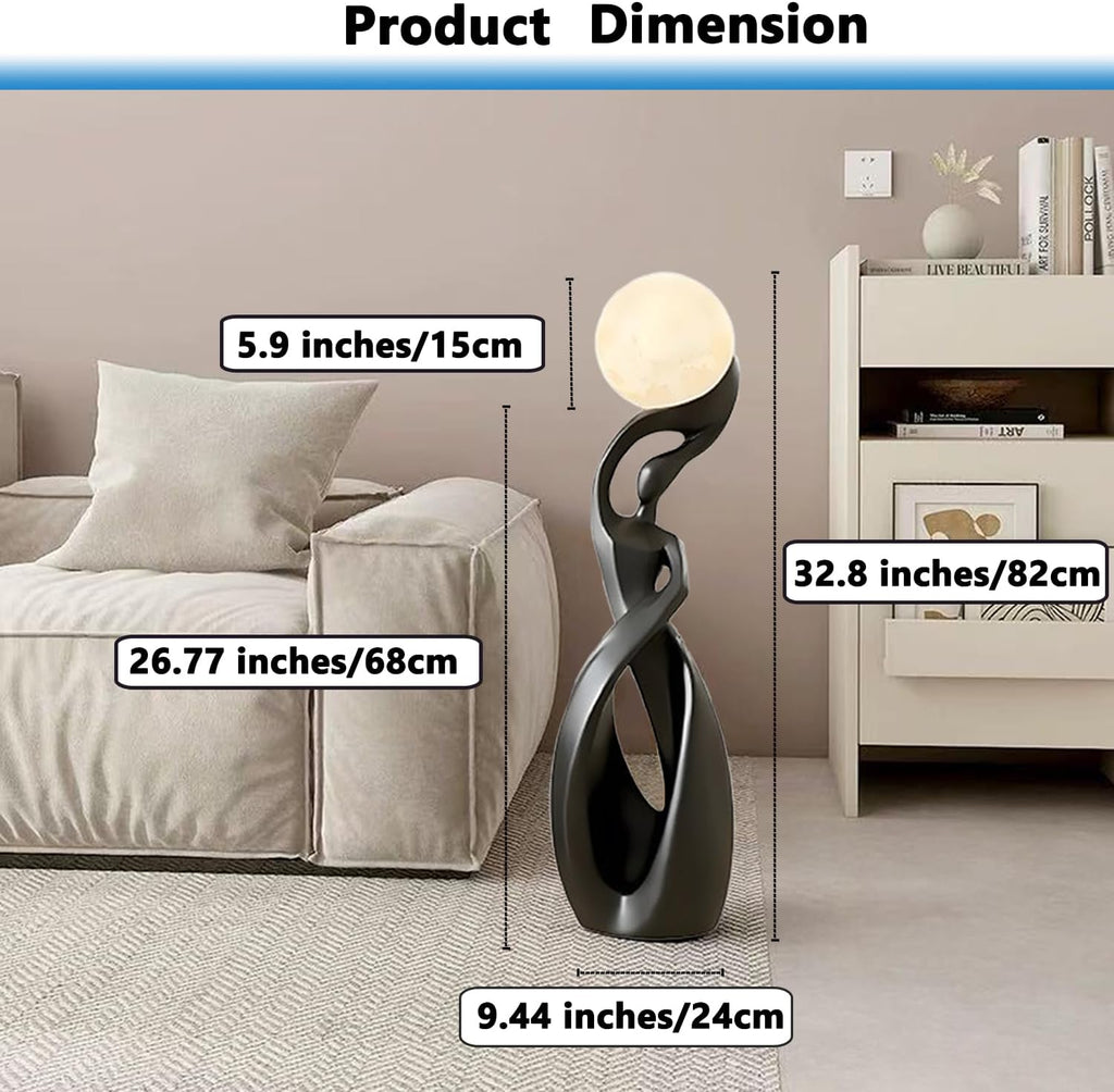Modern Floor Lamp,Black Floor Lamps,Bedside Lamp with 3D Moon Lights | Creative Nordic Art Decoration Tall Standing Lamp for Living Room Bedroom,Corner,Dresser,Office
