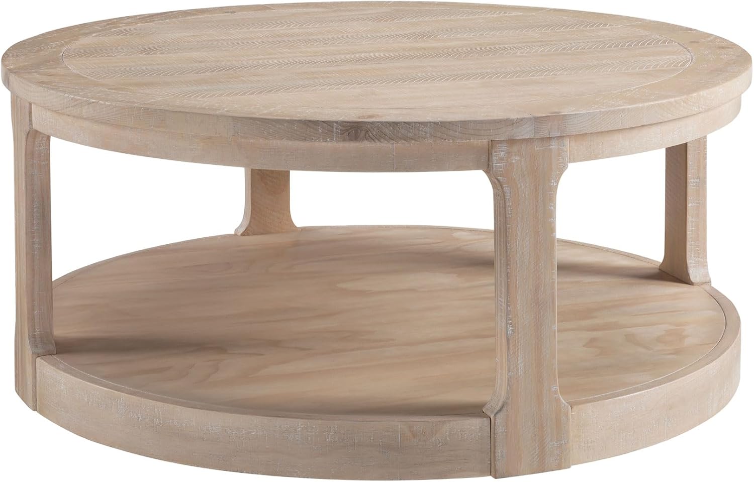 JUSTONE 40' Round Coffee Table,2-Tier Rustic Industrial Style for Living Room & Apartments, Easy Assembly Center Table(Oak)