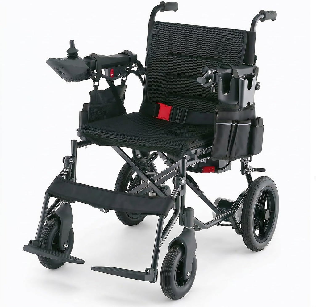 15 Miles Foldable Electric Wheelchair with 500W Brushless Motors, Motorized Wheelchair with 12AH Lithium Battery, 12' Rear Solid Tires, for Adults Seniors