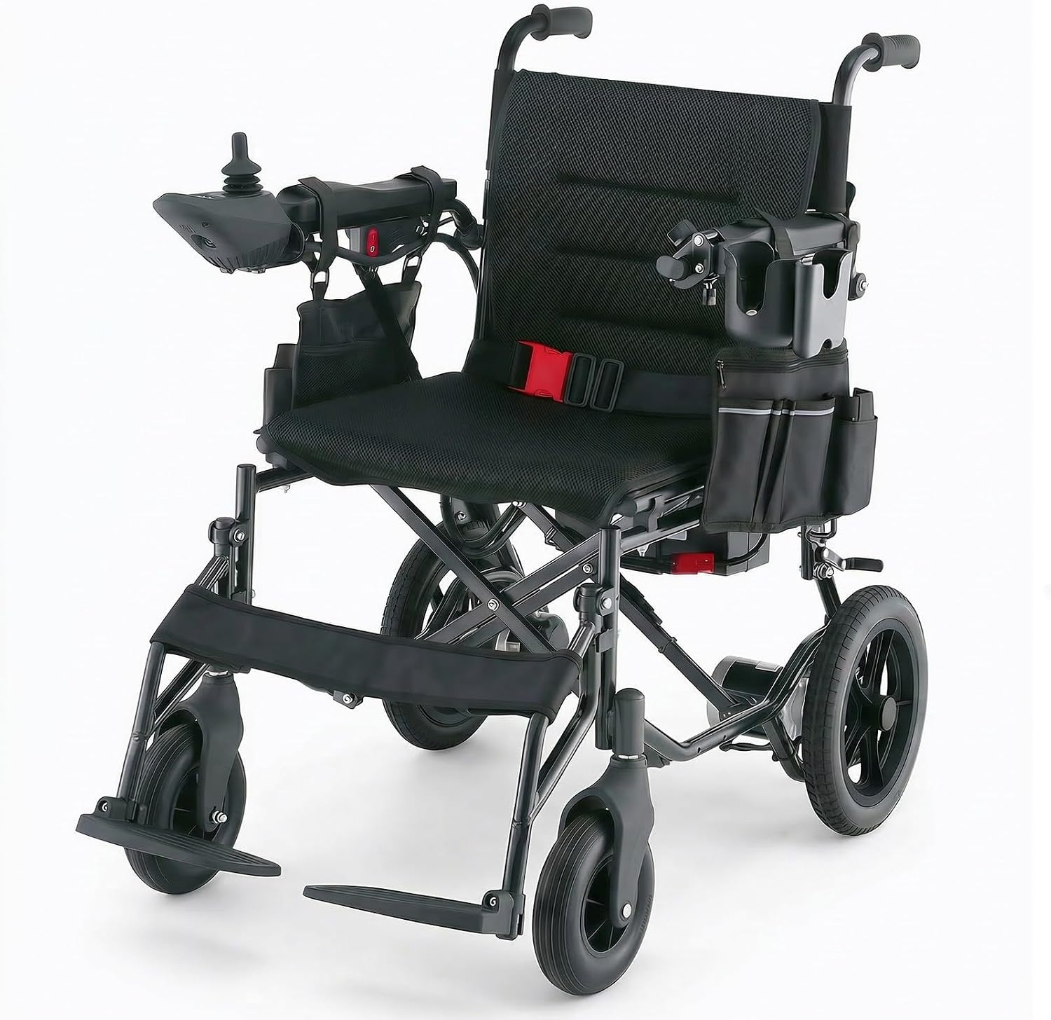 15 Miles Foldable Electric Wheelchair with 500W Brushless Motors, Motorized Wheelchair with 12AH Lithium Battery, 12' Rear Solid Tires, for Adults Seniors