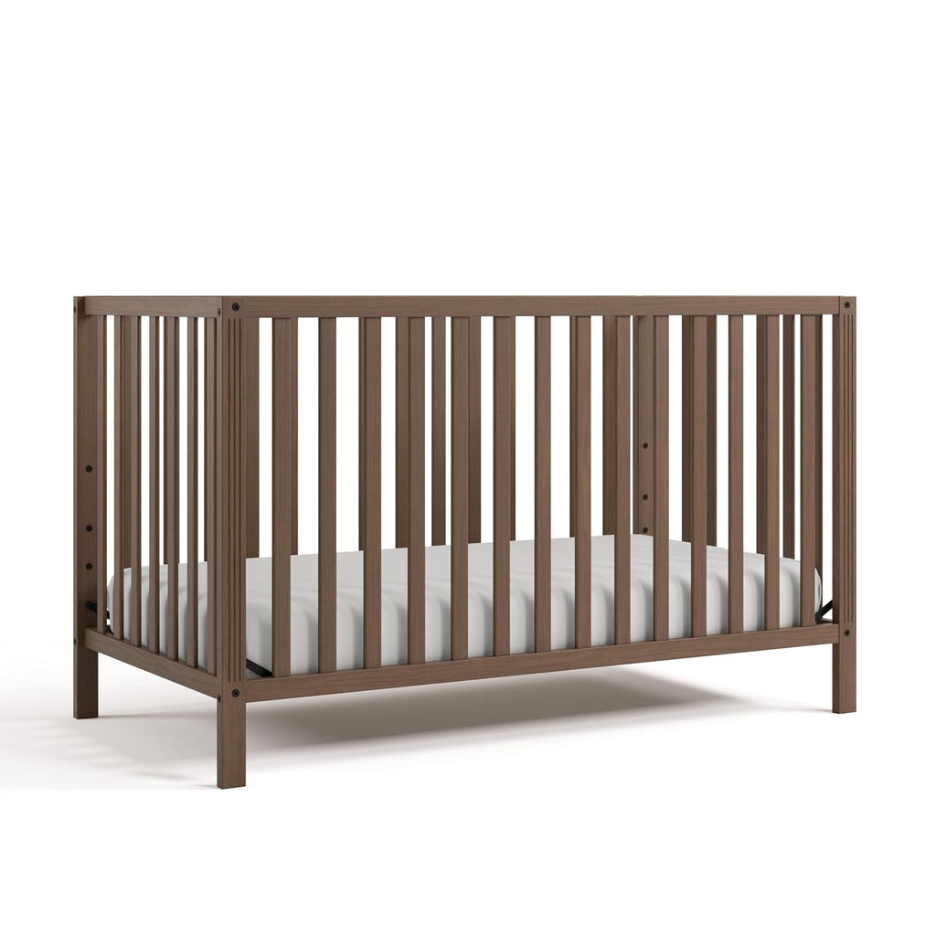 Storkcraft Morningside 5-in-1 Convertible Crib – GREENGUARD Gold Certified, Fits Standard Crib Mattress, Converts to Toddler Bed, Daybed and Full Bed, 4 Adjustable Mattress Heights (Hazelnut)