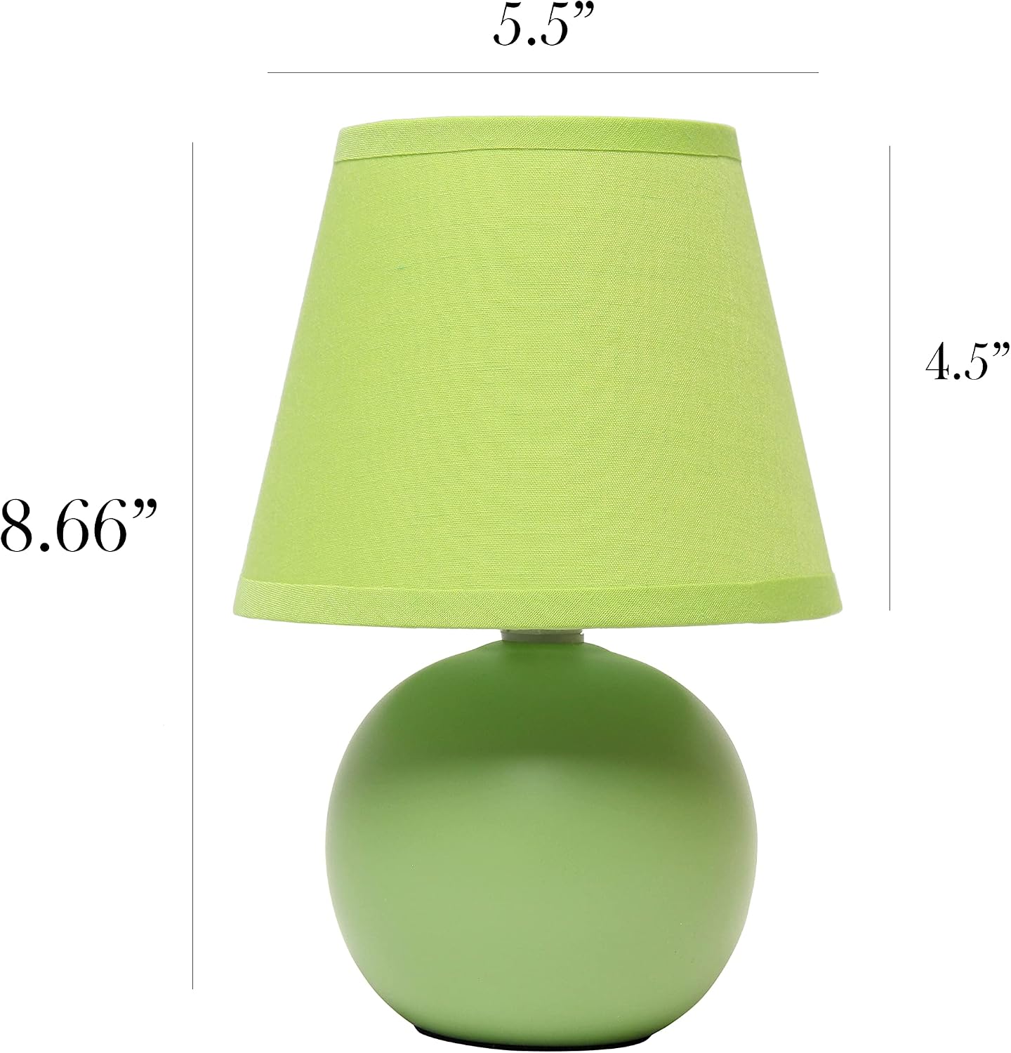 Simple Designs LT2008-GRN Mini Ceramic Globe Table Lamp, Green (Pack of 18)