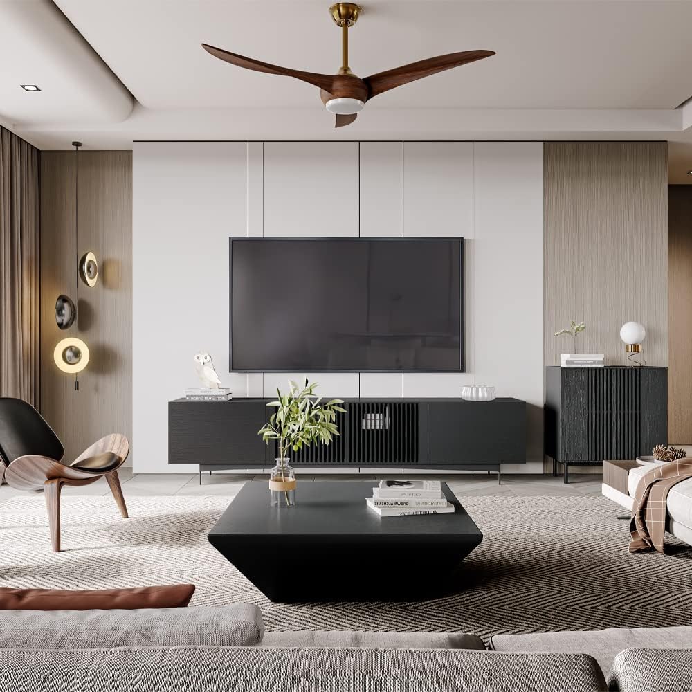 POVISON Modern Coffee Tables for Living Room, Square Coffee Table with Storage, Wood Coffee Table with Drawers, 39.4' Black Trapezoidal Living Room Tables for Home Office, Fully Assembled