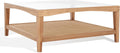 SAFAVIEH Couture Collection Nicolella Natural Solid Wood/Glass Top Square Coffee Table