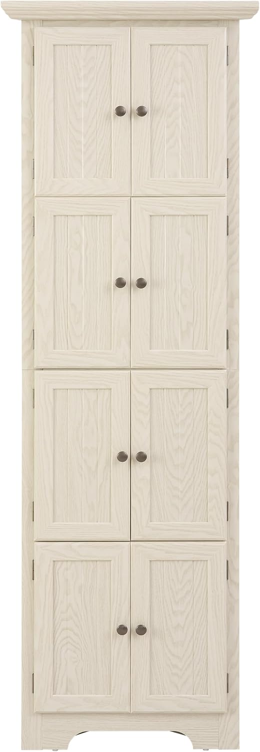Tall Corner Bookcase Storage Cabinet with Doors and 4 Shelves, Freestanding Triangle Cabinet for Living Room, Kitchen, Office, Small Space, Floor Corner Storage Rack (White2)