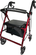 Pursonic Rollator Walker with Seat, Premium Lightweight Aluminum,4 Wheels, Supports up to 300 lbs, Padded Seat, Handlebars, Arthritic-Friendly Loop Brakes,Foldable, Soft Tires for Indoor & Outdoor