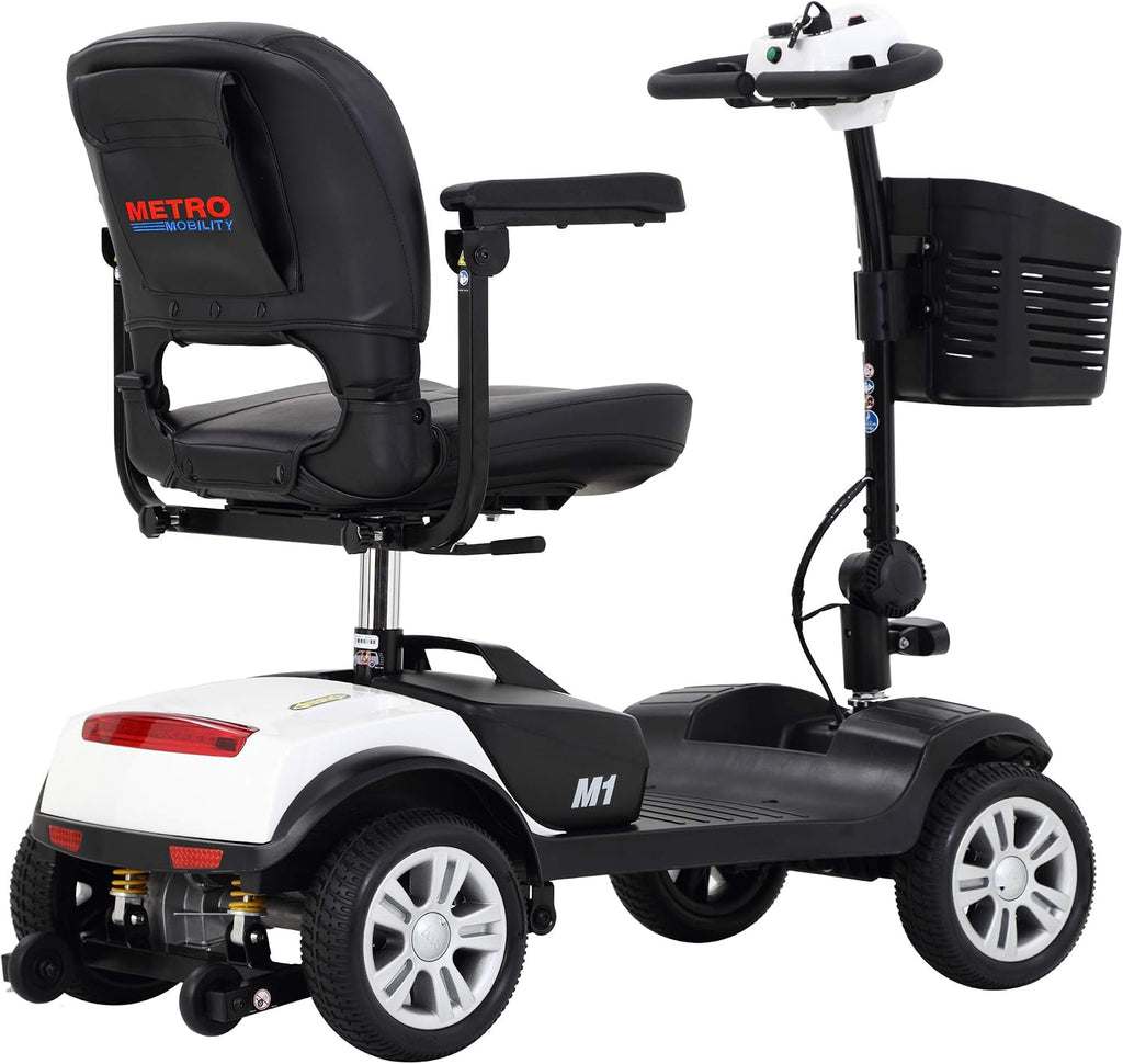 Folding Mobility Scooter for Seniors 4 Wheel Scooter for Adults Electric Medical Scooter Compact for Travel - Electric Powered Wheelchair Device - Compact Heavy Duty Mobile(M1 White)