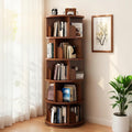 5 Tier Rotating Bookshelf, 360° Display Spinning Corner Book Shelf Tower, Narrow Tall Bookshelves, Small Revolving Bookcase, Wooden Book Shelf Standing Storage Rack