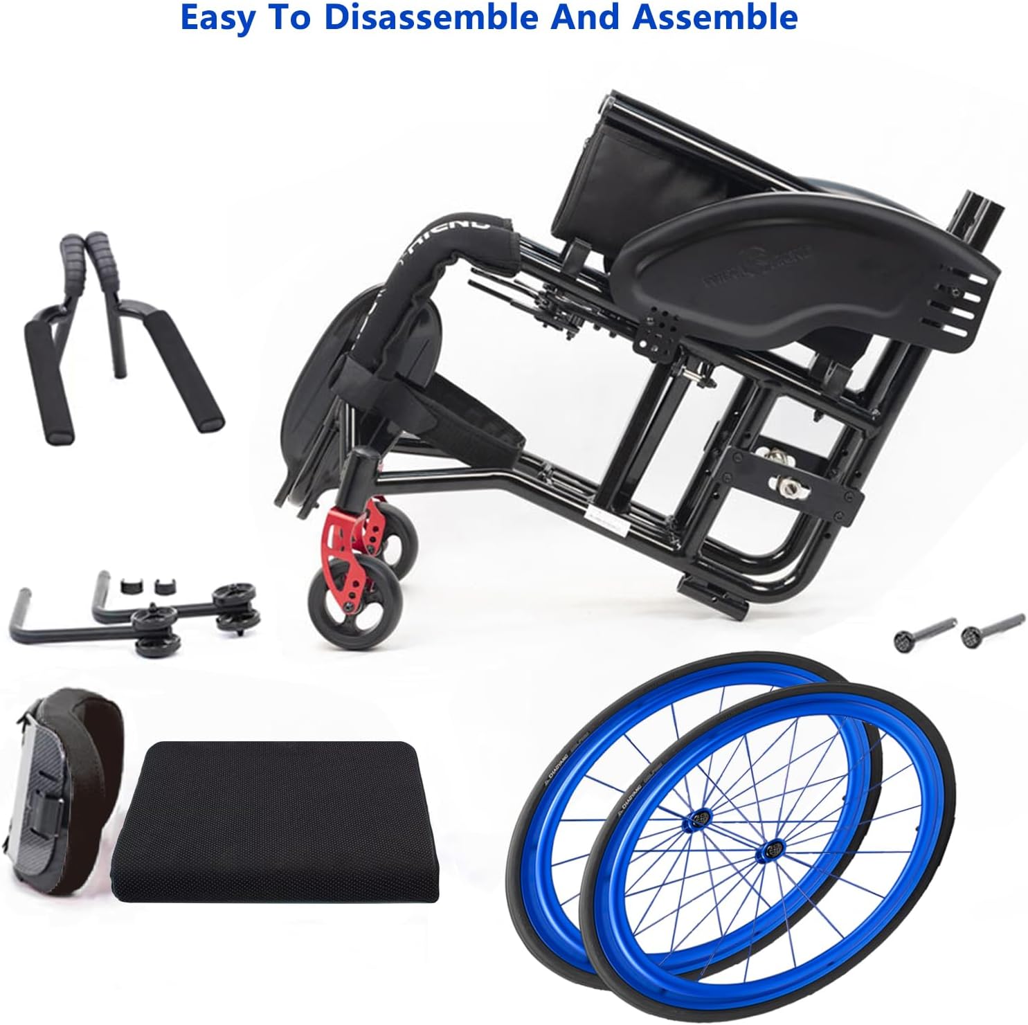 Wheelchair,Lightweight Sports Wheelchair,Foldable Wheelchair for Adult,Ergonomic Self-propelled Manual Wheelchairs,with 24-inch Wheels and Comfortable Cushions(Purple,Seat Width 40cm)