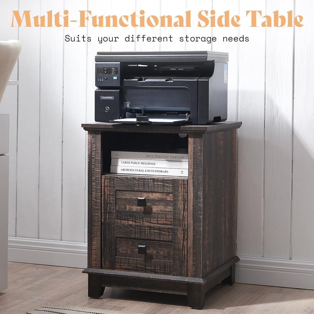 AMERLIFE Farmhouse 5-Piece Set, 18' End Tables Set of 2 with Charging Station,TV Stand for 65'+ TV, Storage Coffee Table & 46'' Entryway Table, Sliding Barn Doors,Adjustable Shelves, Rustic Oak Black
