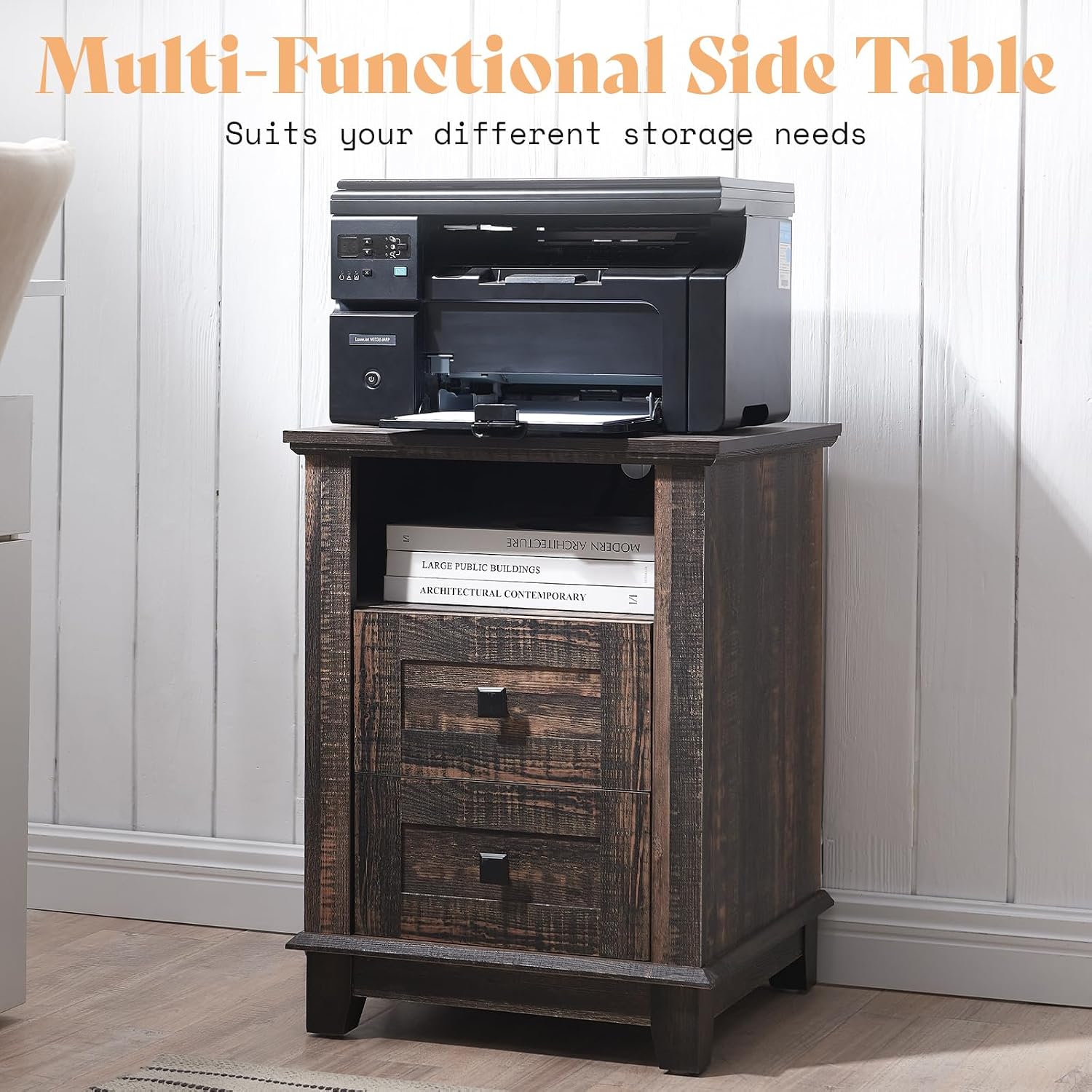 AMERLIFE Farmhouse 5-Piece Set, 18' End Tables Set of 2 with Charging Station,TV Stand for 65'+ TV, Storage Coffee Table & 46'' Entryway Table, Sliding Barn Doors,Adjustable Shelves, Rustic Oak Black