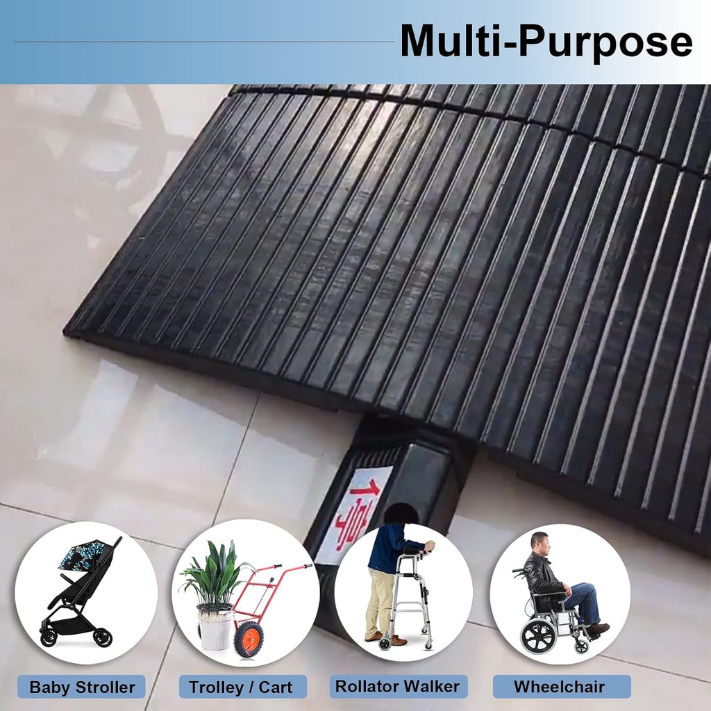 JYDQM Portable Driveway Ramp Non-Skid Rubber Threshold Wheelchairs Ramp, 1in / 2.1in High Channel, Entry Access Slope for Scooter Disability Chair(Size:38x90x7cm), YWCG2003647