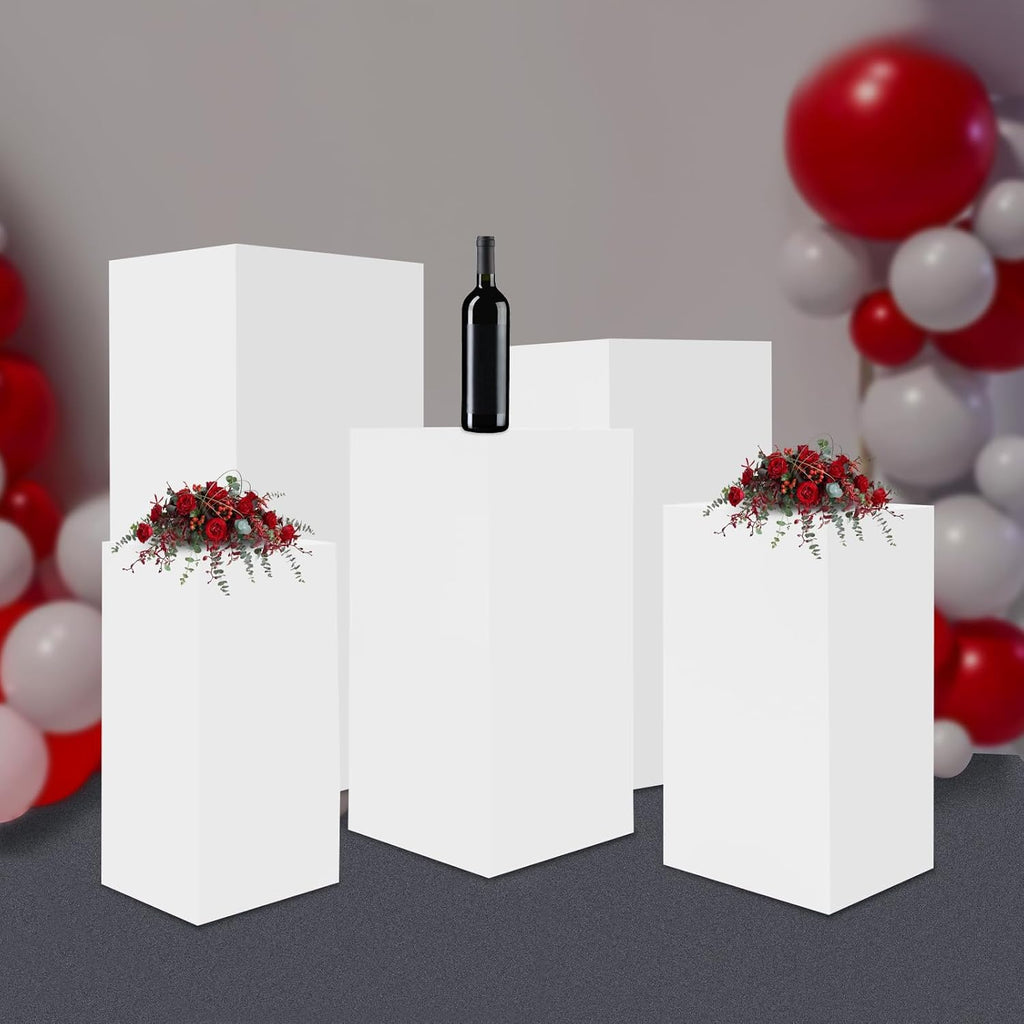 5PCS Metal Pedestal Stands, Square Pedestal Stands for Parties, Flower Display Rack, Dessert Table Cube Display Pillars for Birthday Wedding Bridal Baby Shower Party Decorations