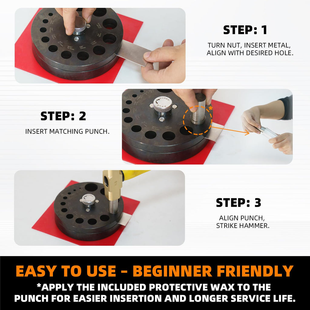 Round Disc Cutter Set 13 Sizes 1/4' to 3-3/8' with Comfortable Yellow Handle Precision Hole Punch for Leather, Fabric, Paper, Crafting - Durable Stainless Steel Blades DIY Sewing Tools HH-CS02