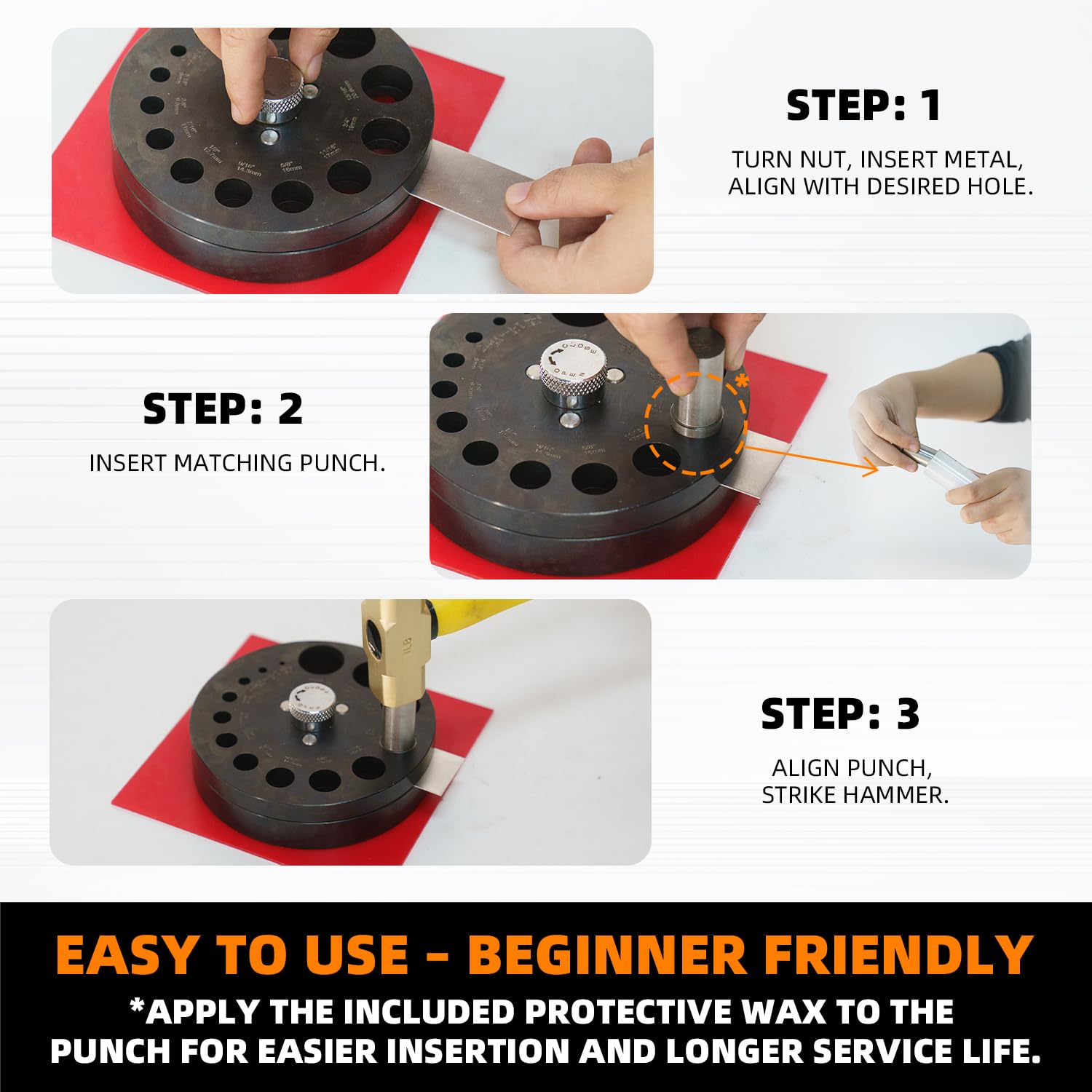 Round Disc Cutter Set 13 Sizes 1/4' to 3-3/8' with Comfortable Yellow Handle Precision Hole Punch for Leather, Fabric, Paper, Crafting - Durable Stainless Steel Blades DIY Sewing Tools HH-CS02