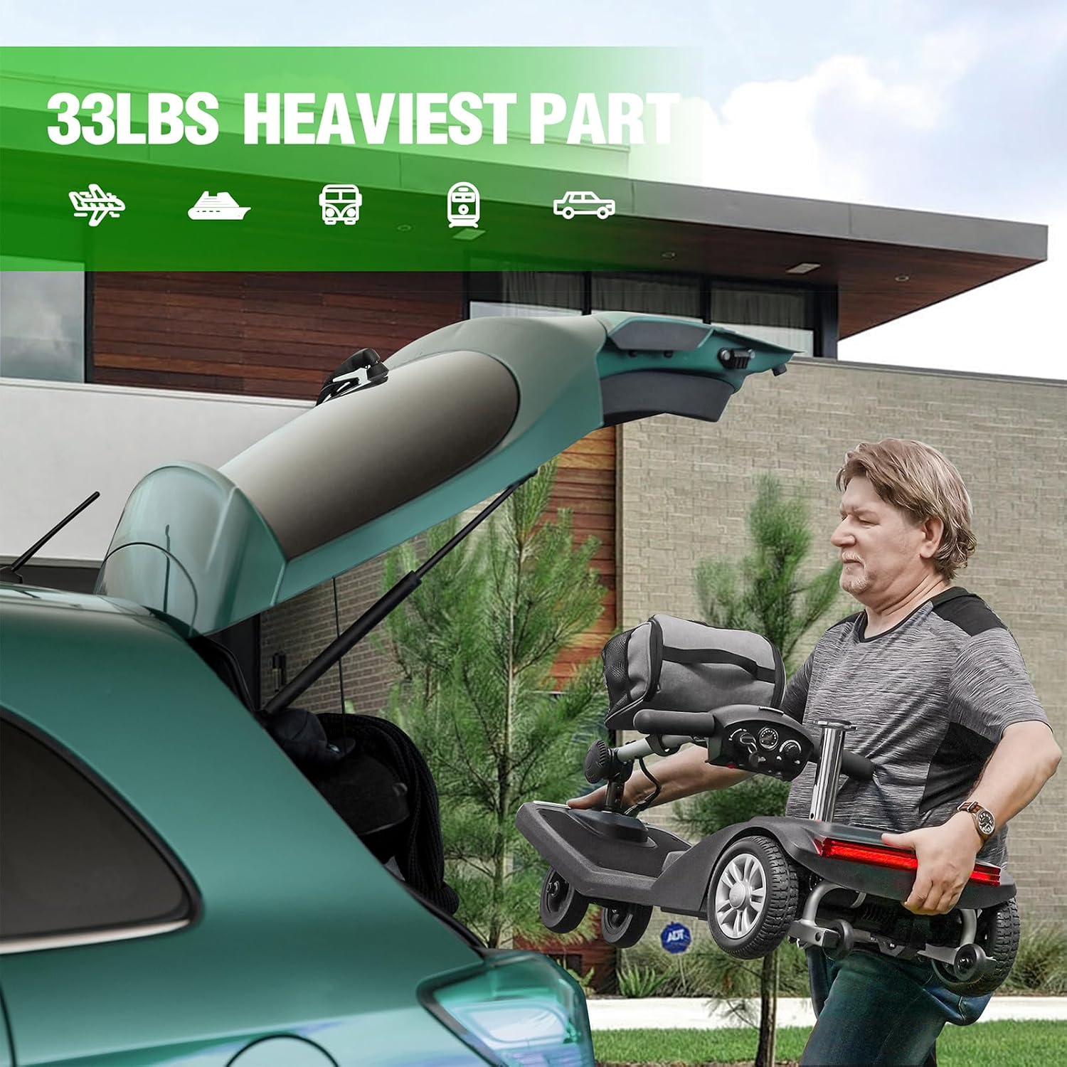 Mobility Scooters for Seniors & Adults 350 Lb Weight Foldable,All-Terrain 4-Wheel Powered Scooter,Lightweight Portable Folding Design,Disability Electric Wheelchair,w/Led Lights,15Miles,Black