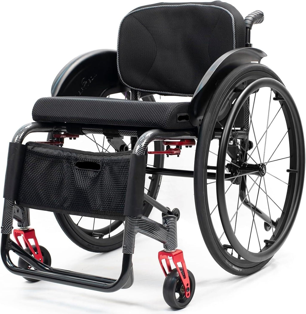 Aluminium Sports Wheelchair,Ultralight Transit Travel Wheelchair,Lightweight Transport Wheelchair,Portable Fast Self-Propelled Wheelchair,Quick Releasefor Rear Wheel,Manual Brake,Storage Bag(Hard Back