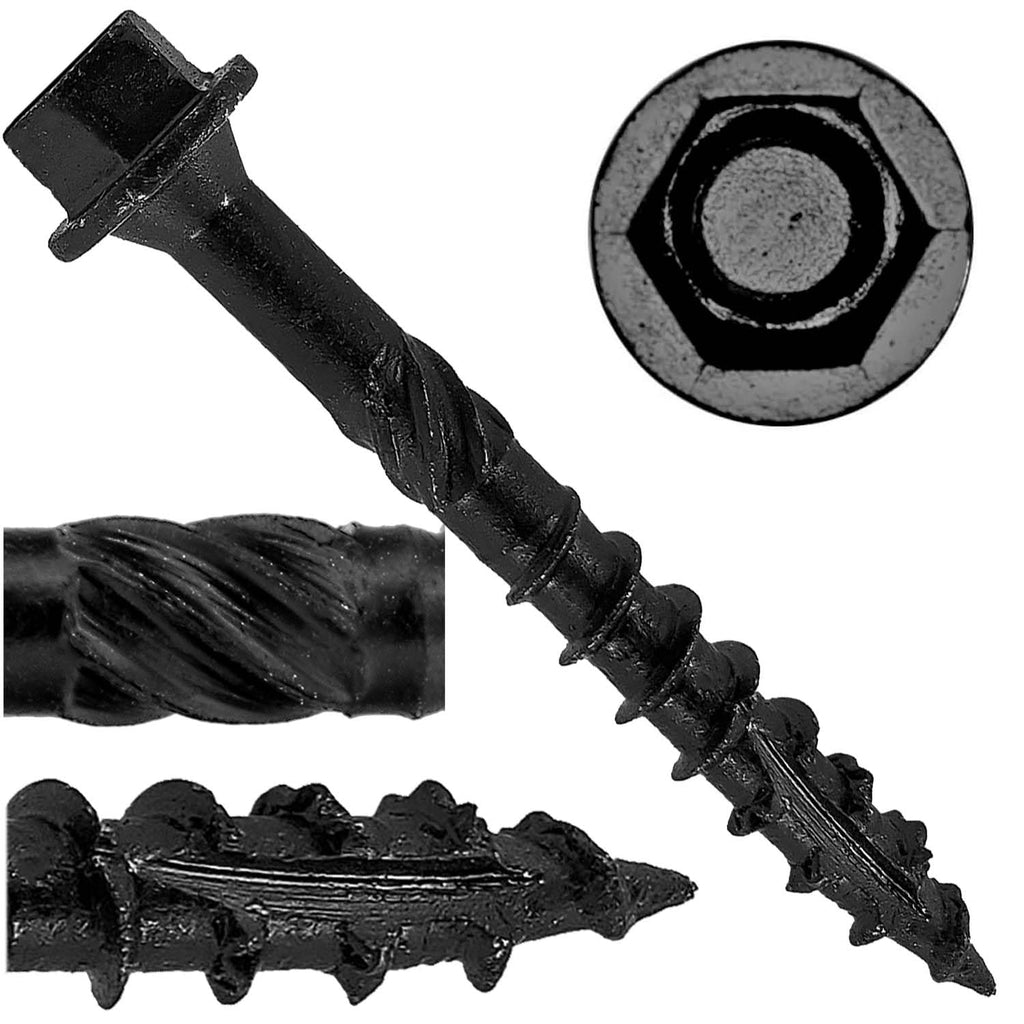 Jake Sales #14 X 2 Heavy Duty Black Timber/Log/Landscaping Wood Screws - Exterior Coated Heavy Duty Screws. 9 x 5 Pound Boxes - ~2,106 Screws