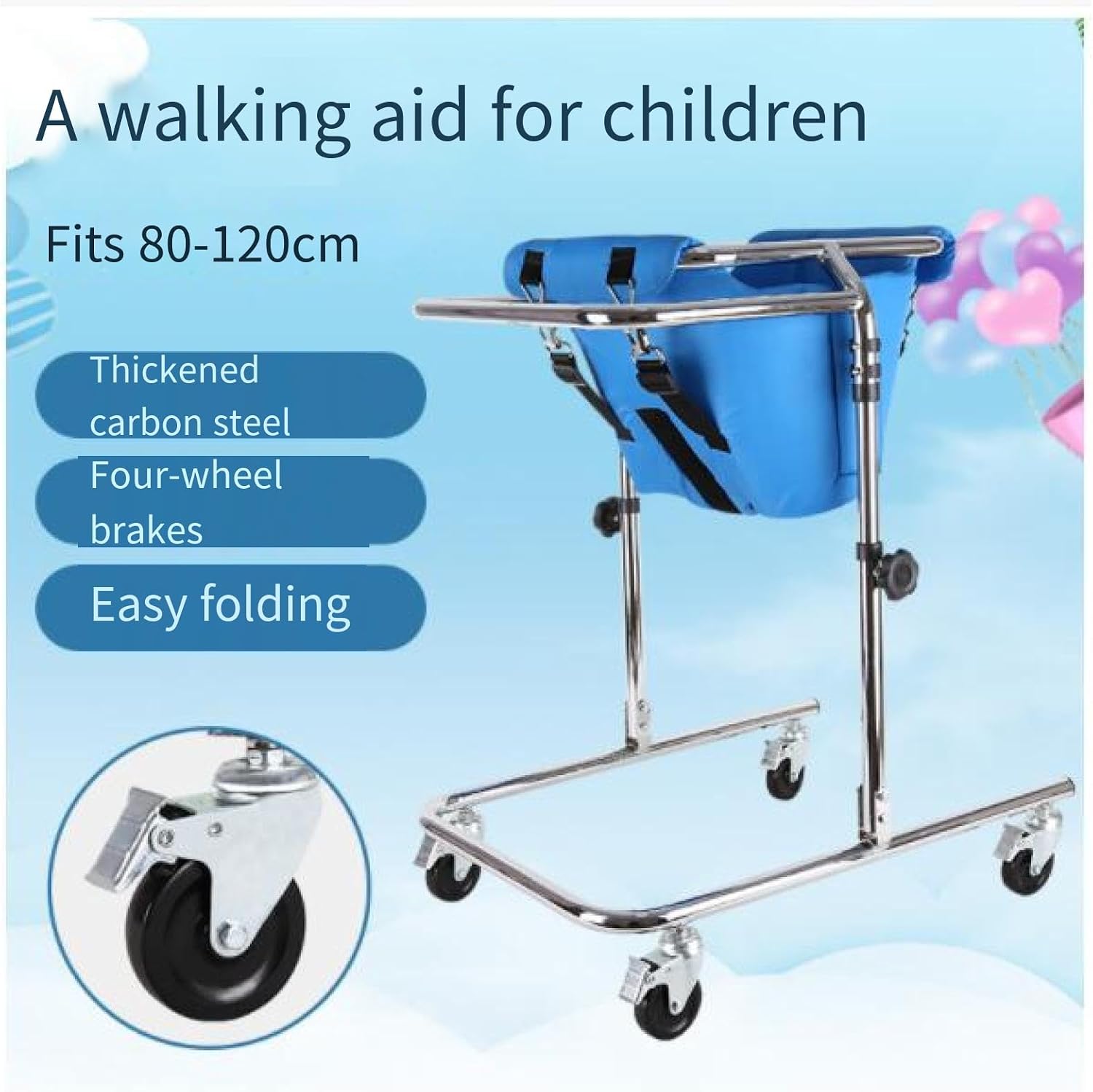 Rehabilitation Rollator Walkers Disabled,4 Walker with Wheels and Seat Disabled Auxiliary,Foldable Hemi Walker Equipment Training Walking Aid