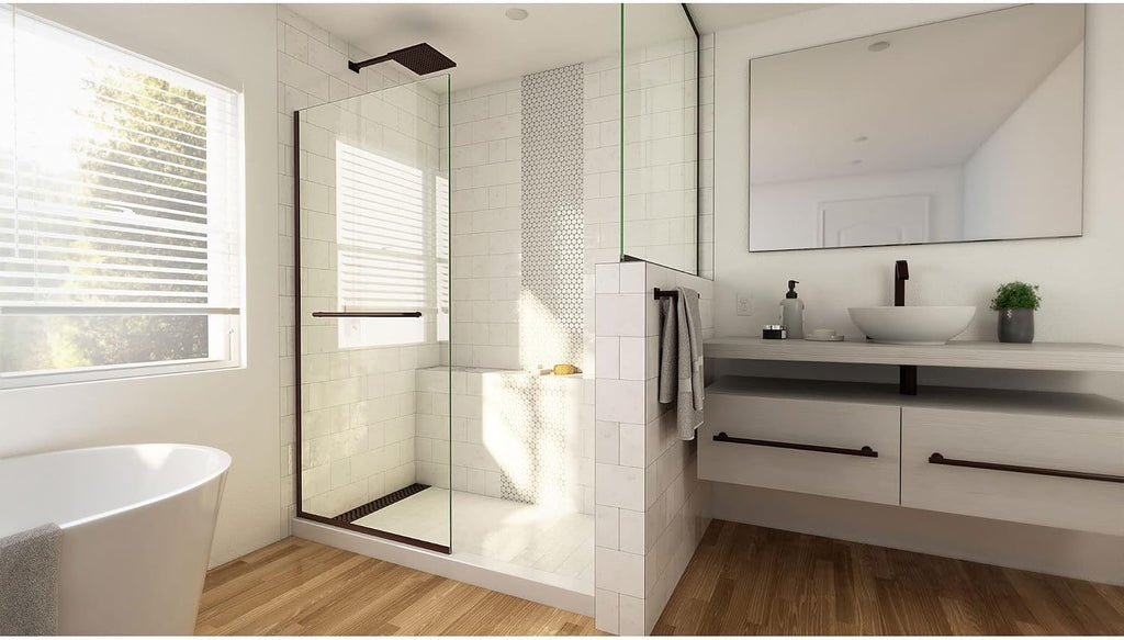 DreamLine Linea 34 inch W x 72 inch H Frameless Fixed Shower Screen in Oil Rubbed Bronze