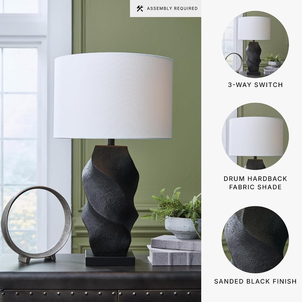 Signature Design by Ashley Amillion Modern Polyresin Table Lamp with 3-Way Switch, Black