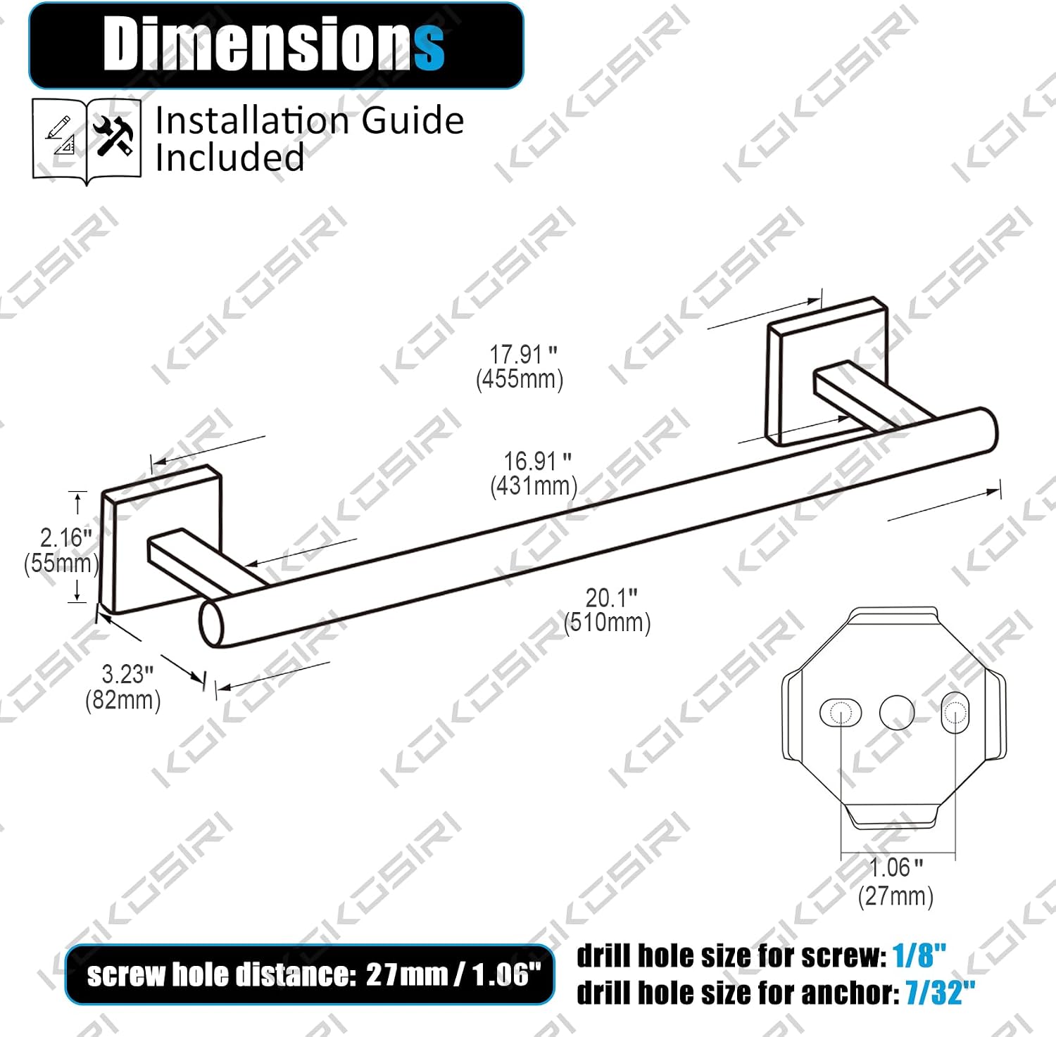 Toilet roll Holder 20 Inch Bathroom Towel Bars Toilet Paper Holder Roll Stainless Steel Wall Mount Oil Rubbed Bronze