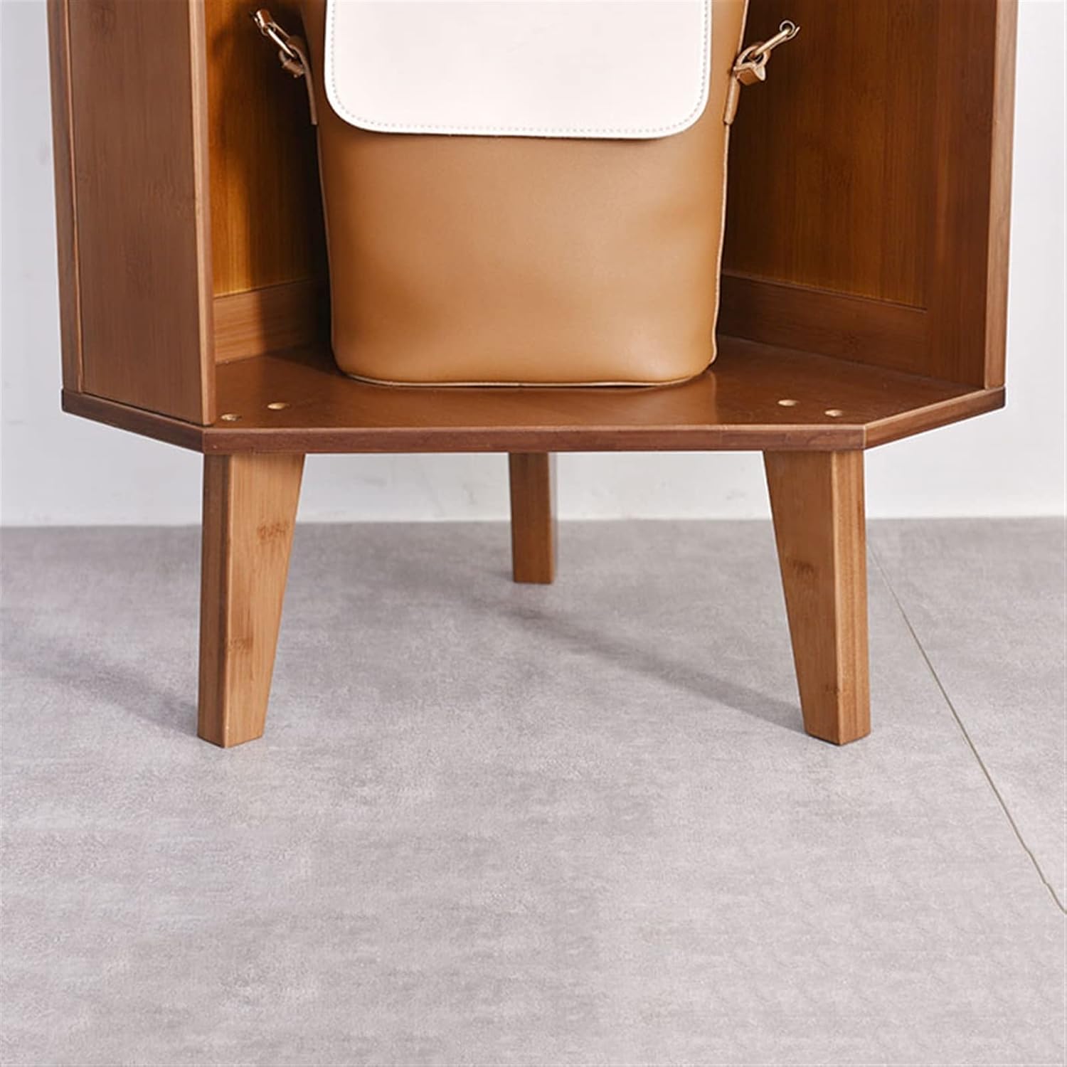 TOMYEUS Bookshelf Creative Wooden Triangle Bookshelf Corner Small Bookshelf Floor-to-Ceiling Corner Shelf for Living Room Bedroom Office Bookcase Storage Rack