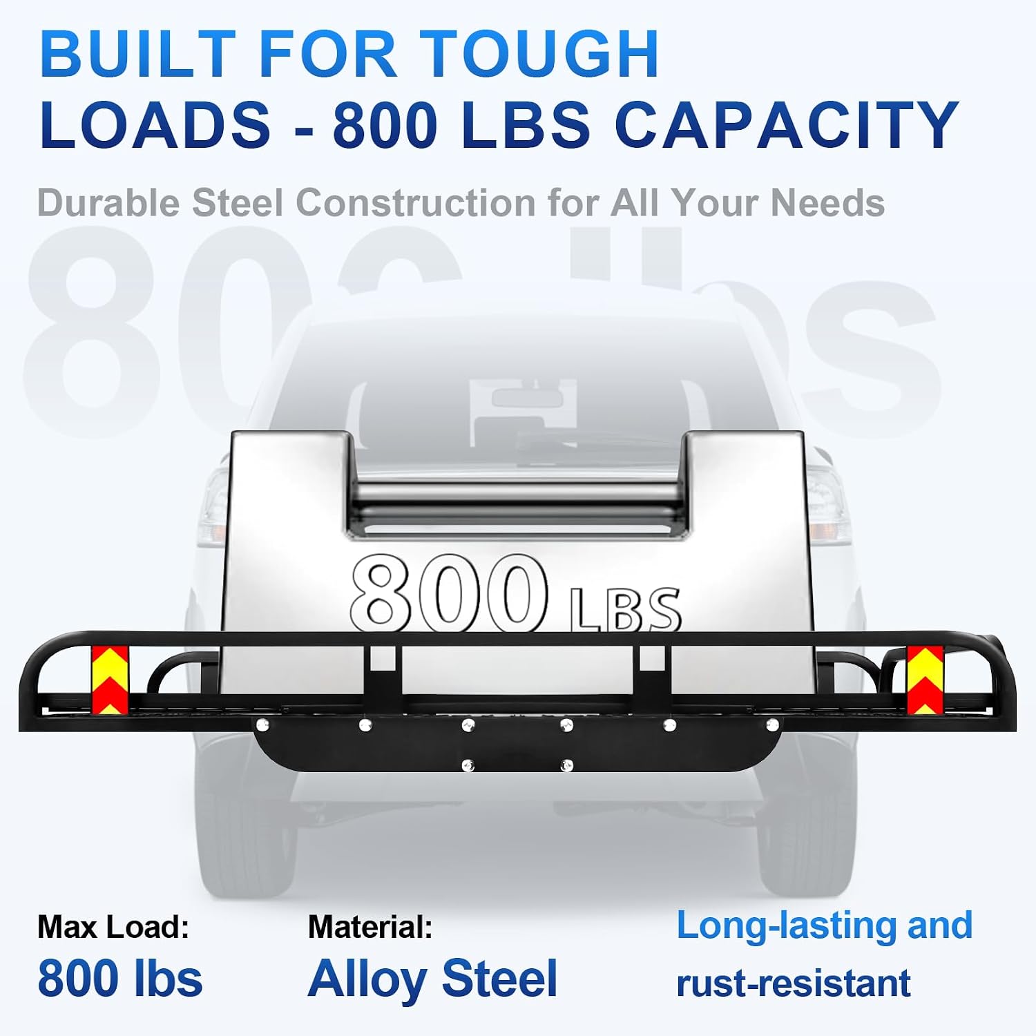 Foldable Cargo Carrier, 800 LBS Load Hitch Cargo Carrier with Reflective Strips & Straps & Alloy Steel Structure, Mobility Scooter Carrier for Outdoor Enthusiasts and Disability Aid