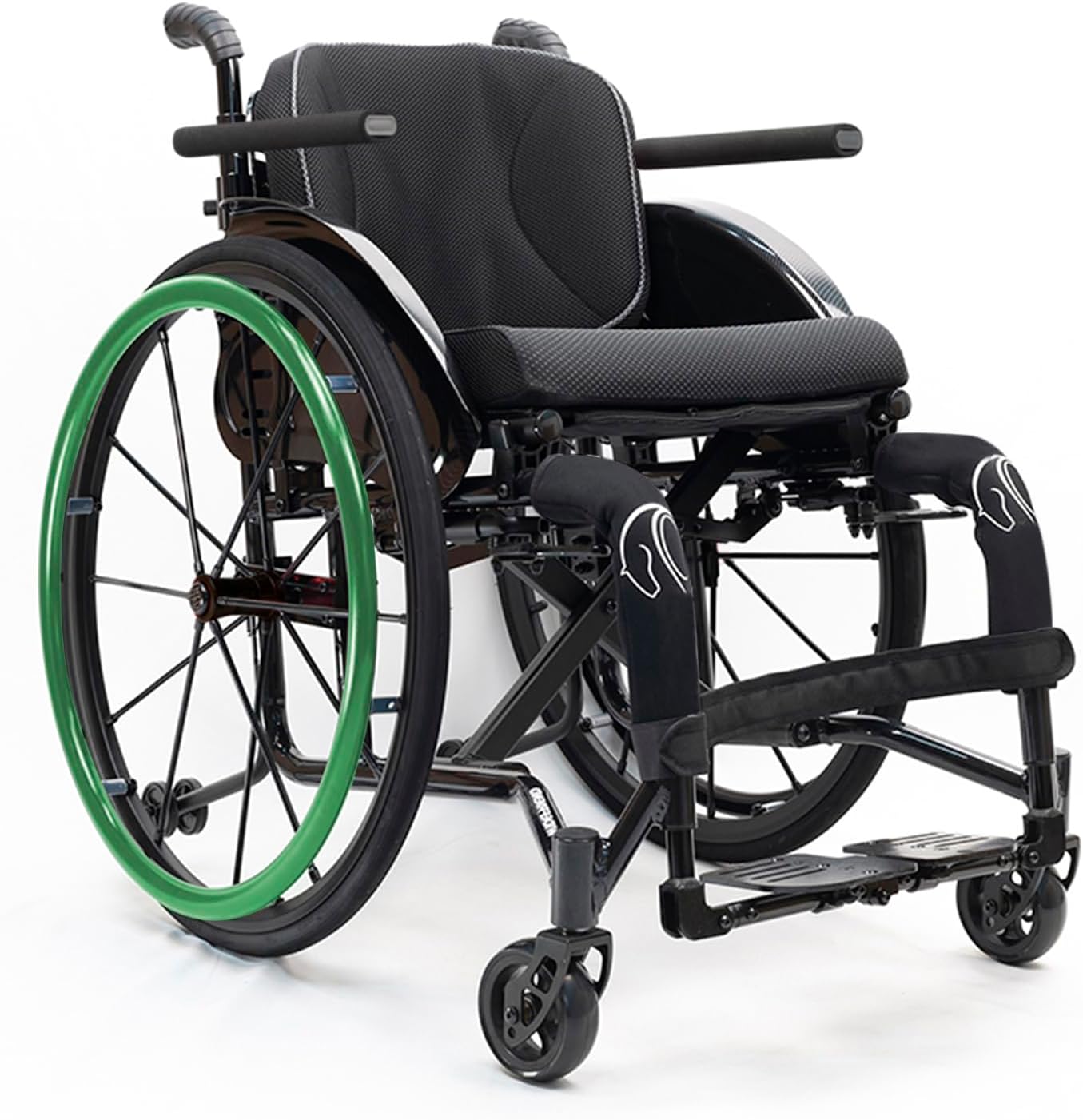 Folding Lightweight Sports Wheelchair,Foldable Wheelchair,Transport Wheelchair,Aluminum Alloy Wheelchair,Portable Wheelchairs,Anti-Tip Wheels Wheelchair,with Handbrakes Handrail(Green,42cm/16.5in)