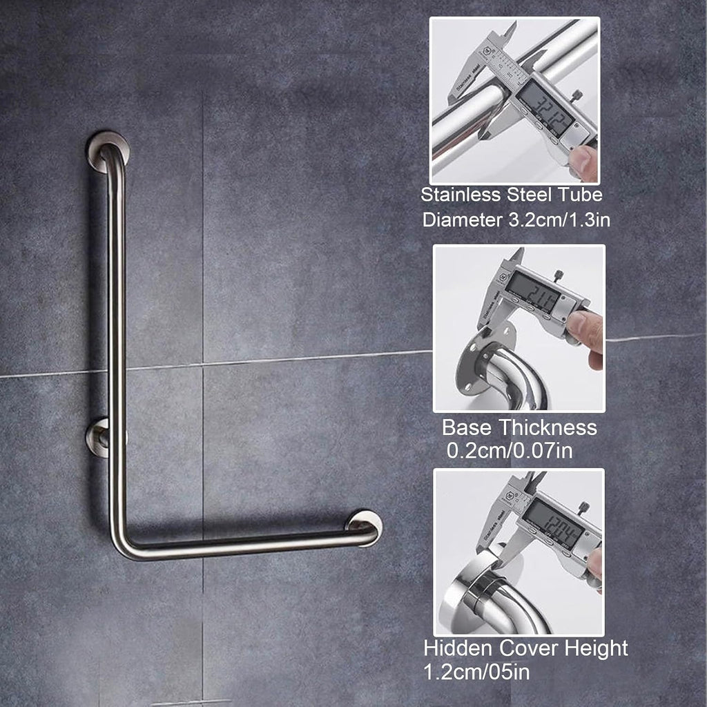Shower Grab Bars, L Shaped Stainless Steel Bathtub Safety Rail for Elderly and Disabled Assistance in Daily Living (70X50cm/26x20in)