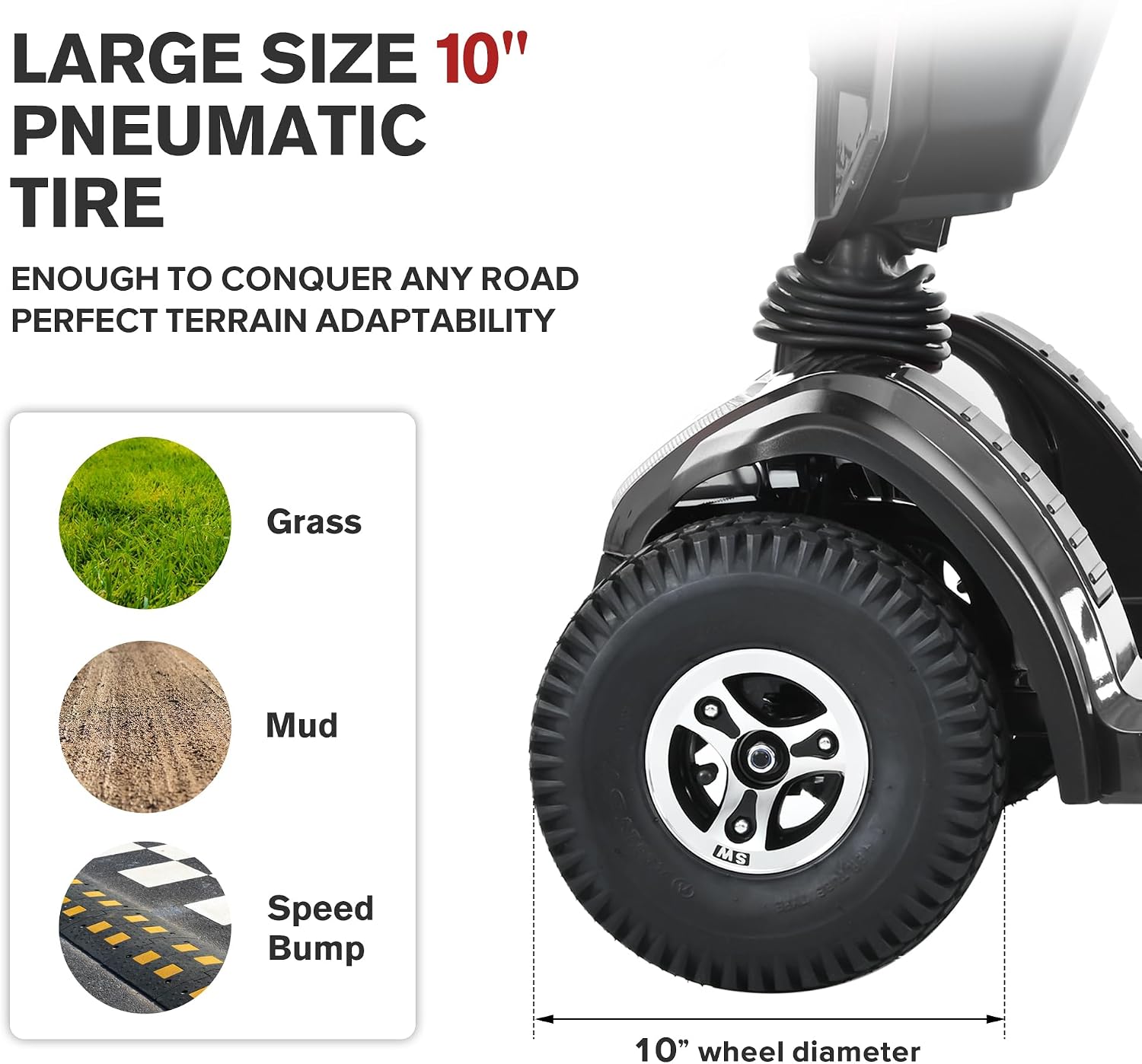 S500 4-Wheel Electric Mobility Scooter, Long-Range 52Ah Battery Up to 25 Miles, 500W Heavy-Duty Motor, 10' Pneumatic Tires, Adjustable Captain Seat, Storage Baskets for Seniors, Gloss Black