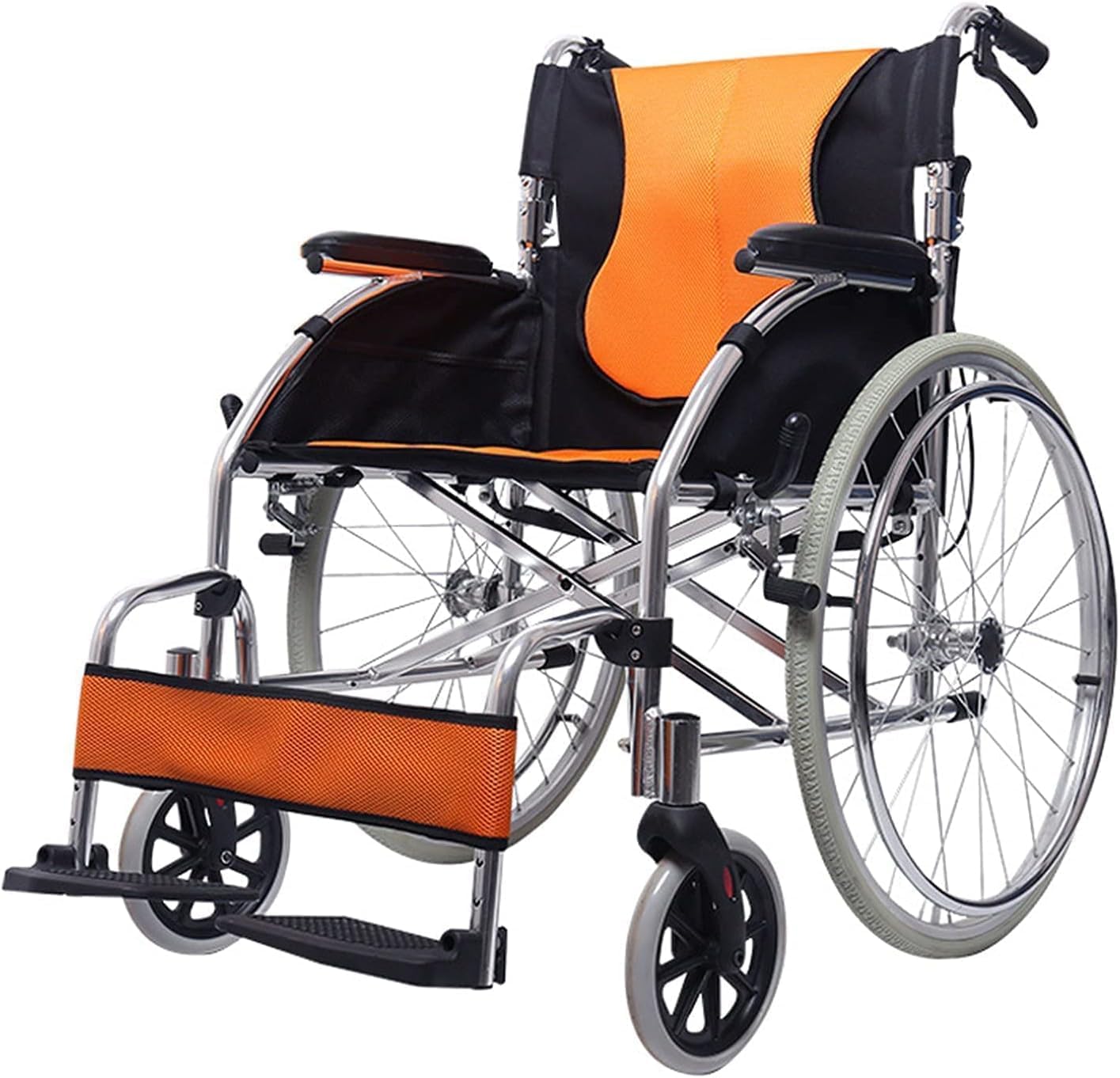 Wheelchairs Folding Wheelchairs, Self Propelled Wheelchairs Practical Lightweight Travel Out Folding 2.00Mm Thick Aluminum Alloy Humanized Wheelchair an Mobility Scooter,24Inch,nice