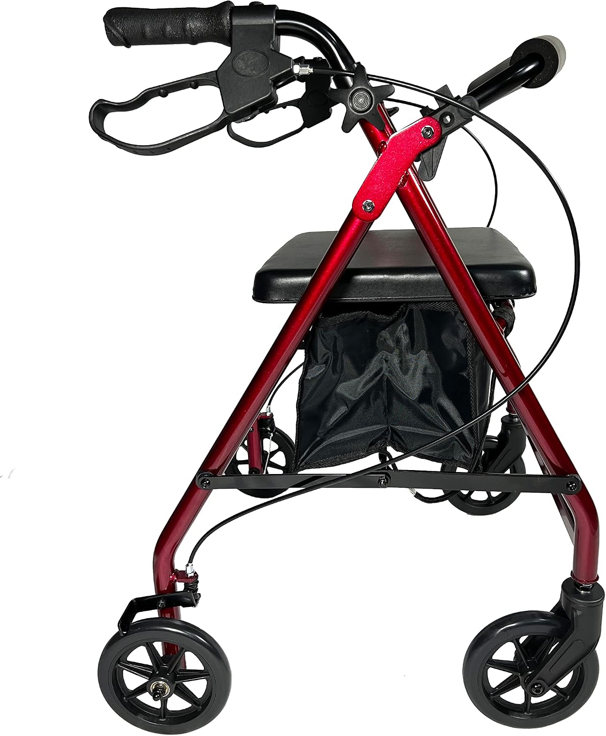 Pursonic Rollator Walker with Seat, Premium Lightweight Aluminum,4 Wheels, Supports up to 300 lbs, Padded Seat, Handlebars, Arthritic-Friendly Loop Brakes,Foldable, Soft Tires for Indoor & Outdoor