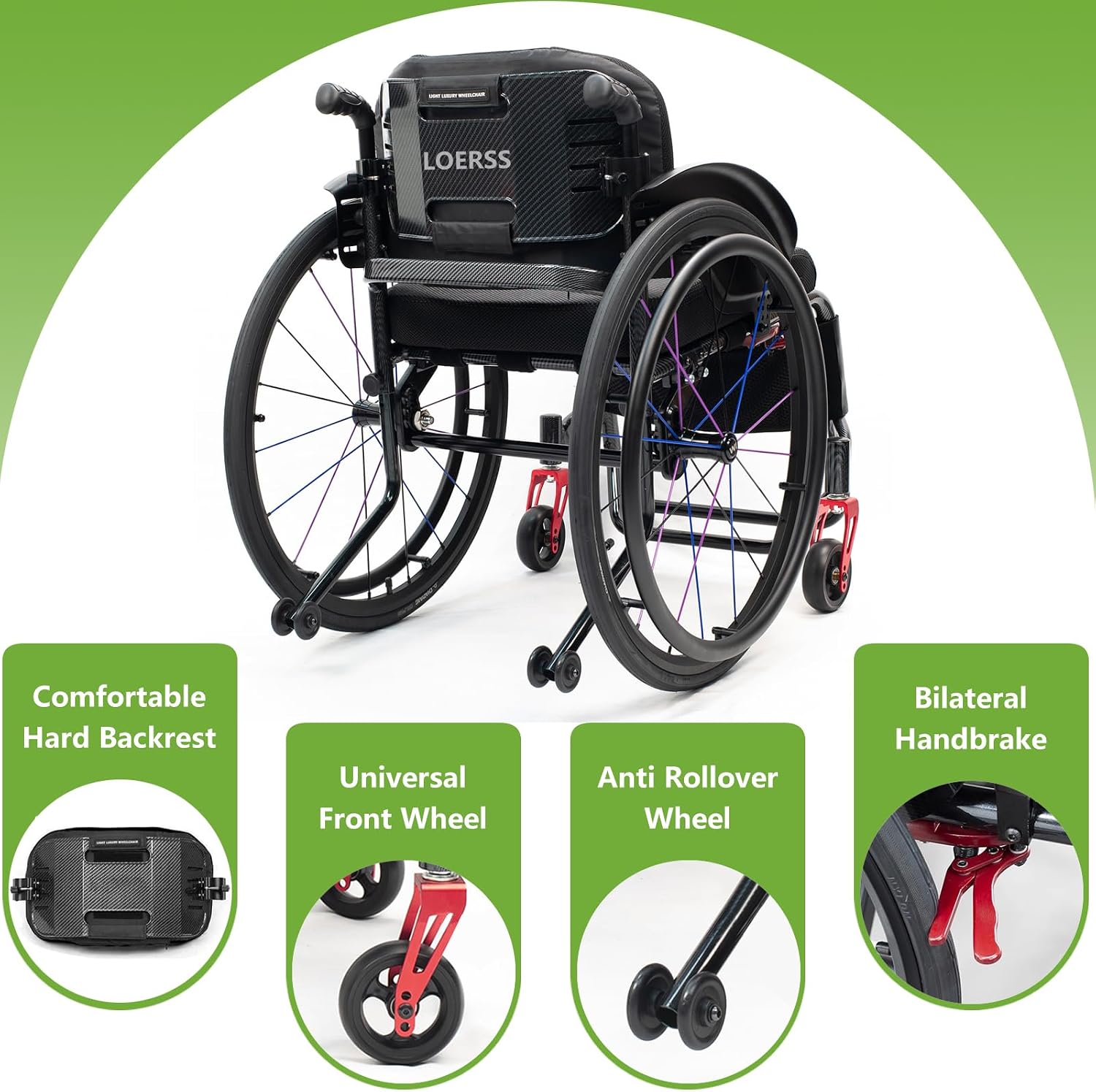 Lightweight Transport Wheelchair,Ultralight Transit Travel Wheelchair,Aluminium Sports Wheelchair,Portable Self-Propelled Wheelchair,Quick Releasefor Rear Wheel,Manual Brake,Storage Bag,Seat Belt(Blue