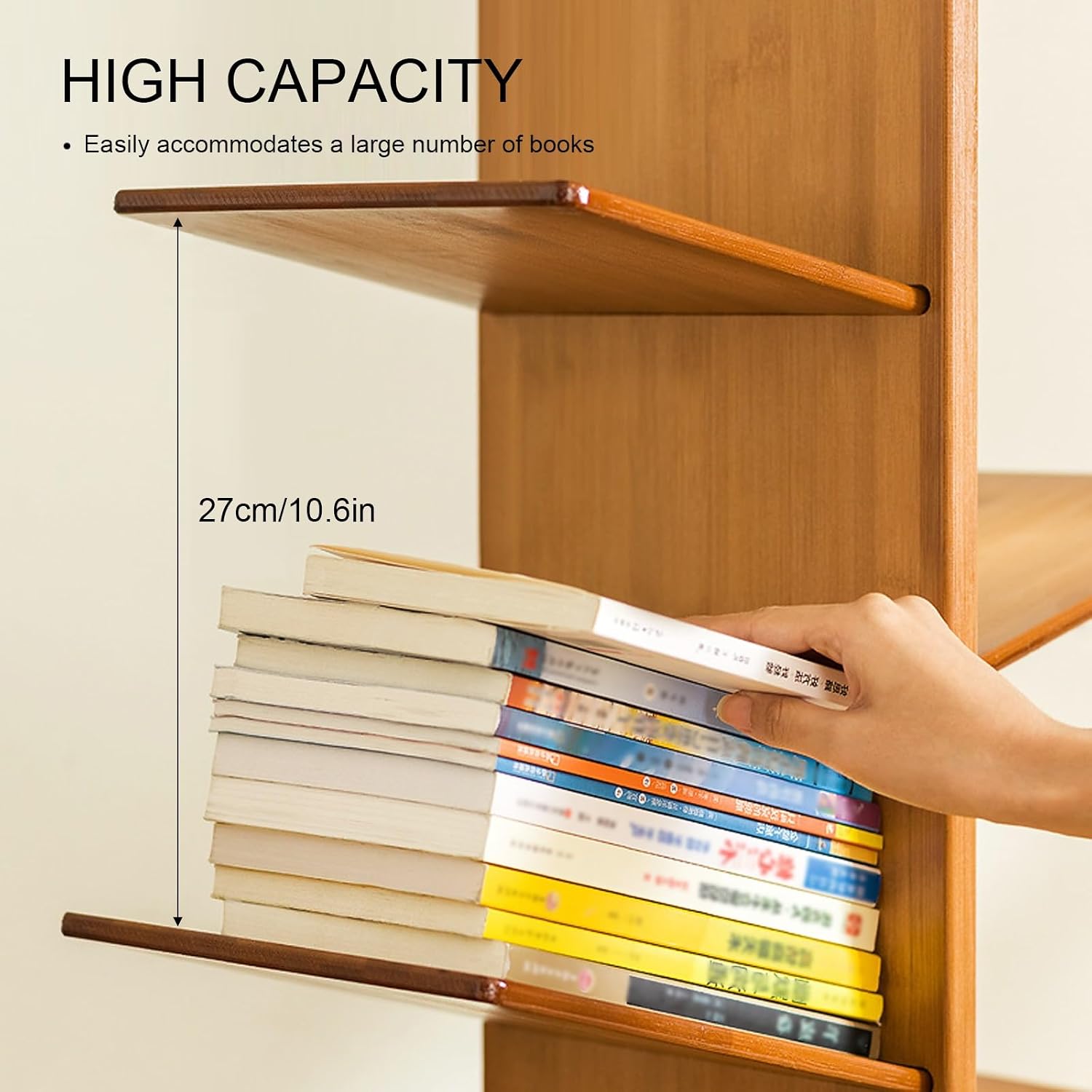 Bamboo Tree Bookshelf Organizer for Living Room and Home Office Modern Standing Bookcase for Cds Albums Books and Files Stylish Corner Shelf for Bedroom Storag,Grey-120cm/47.2in