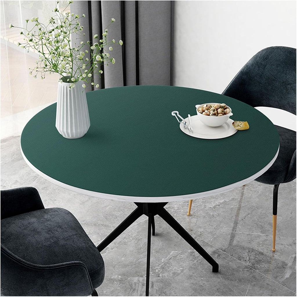 Imitation Leather Round Tablecloth Restaurant Can Wipe Vinyl Protective Pad Heat-Resistant Table Cover(120cm)