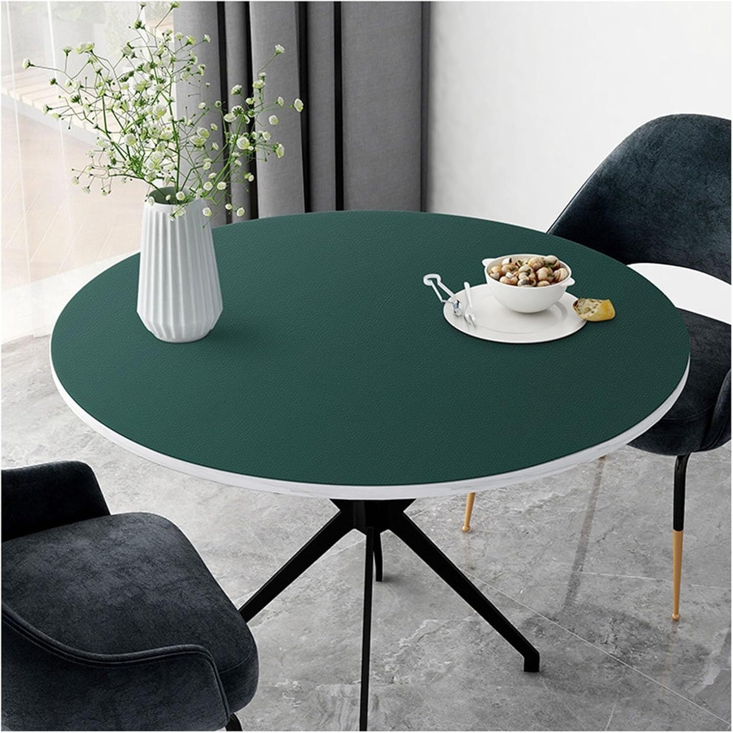 Imitation Leather Round Tablecloth Restaurant Can Wipe Vinyl Protective Pad Heat-Resistant Table Cover(120cm)
