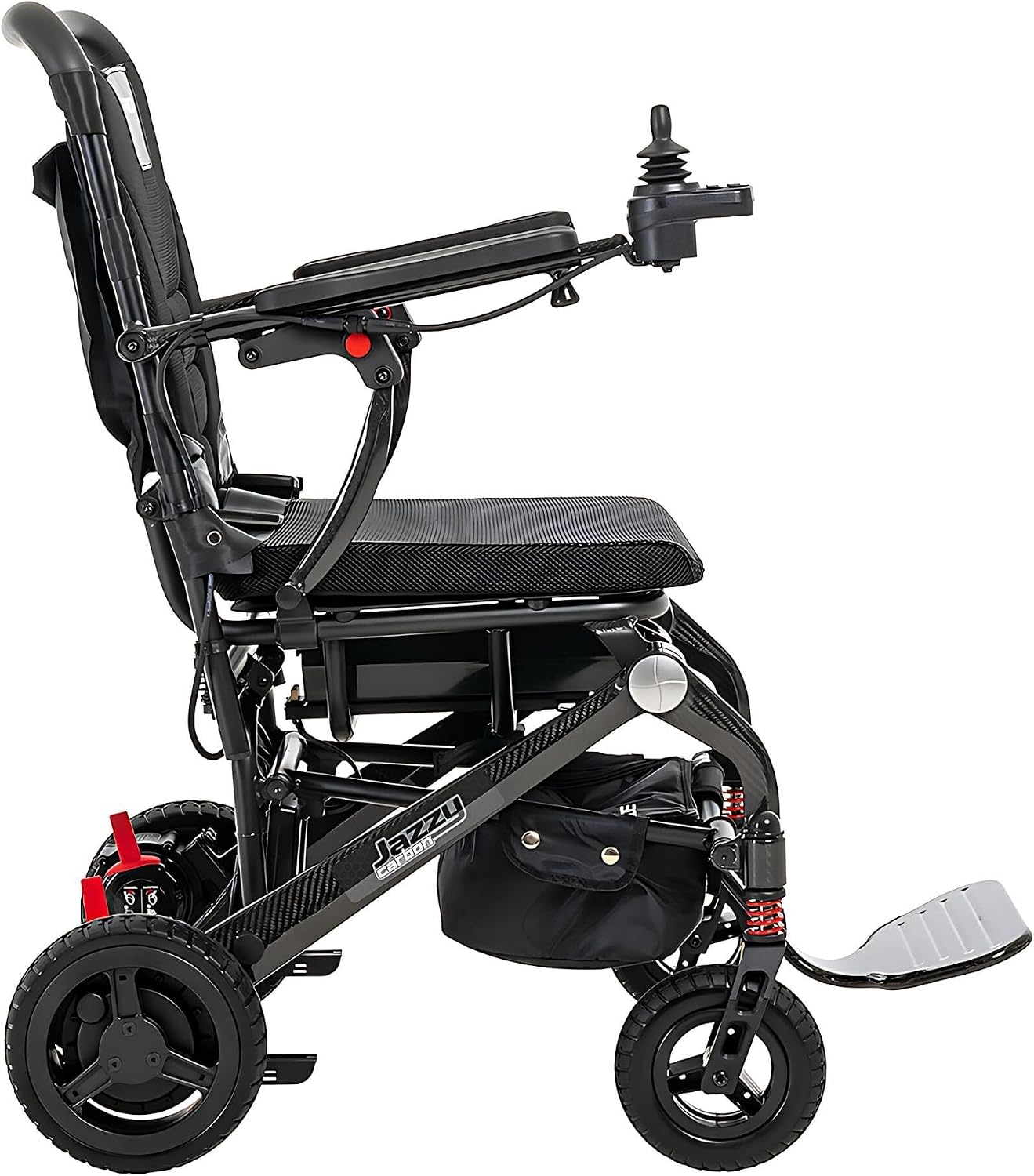 Pride Mobility Jazzy Carbon Power Chair - Electric Wheelchair for Adults, 300 Lbs Weight Capacity, 12 Ah Battery, Black, 17'x17' Black Foam Seat