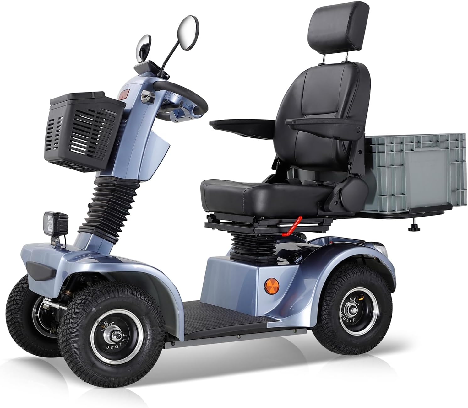 Mobility Scooters for Seniors & Adults 400 Lb Weight Capacity,4-Wheel Heavy Duty Travel Foldable Powered Scooter,Disability Mobile Electric Wheelchair,Luxury Seat and Front Rear Led Lights,Gray